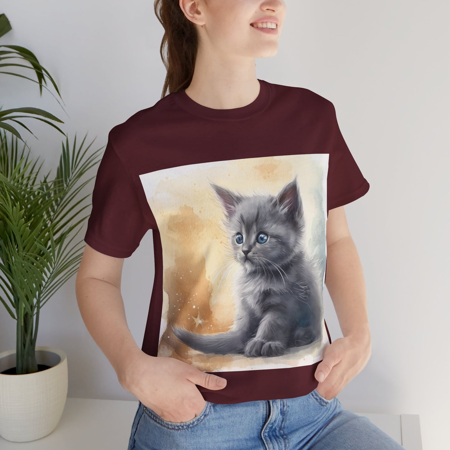 Fluffy Gray Kitten Unisex Jersey Short Sleeve Tee