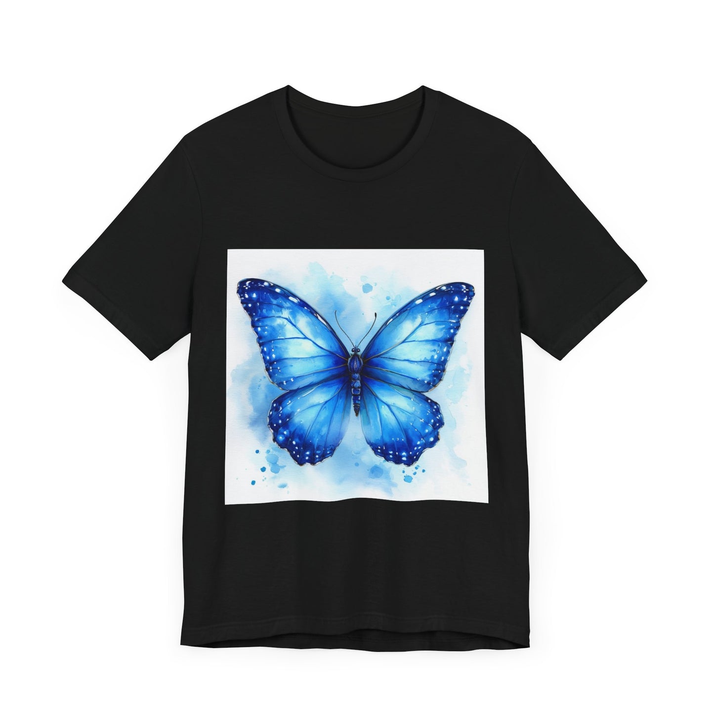 Blue Watercolor Butterfly Unisex Jersey Tee - Nature Inspired T-Shirt