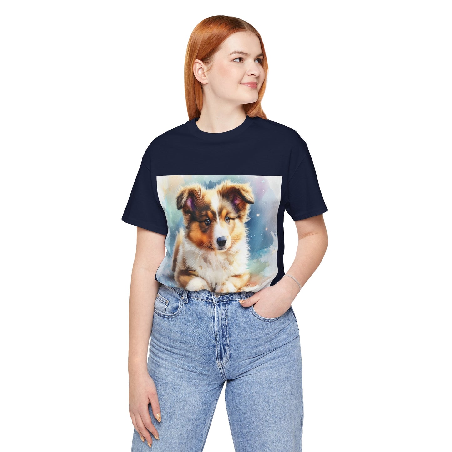 Watercolor Shetland Sheepdog Unisex Jersey Short Sleeve Tee