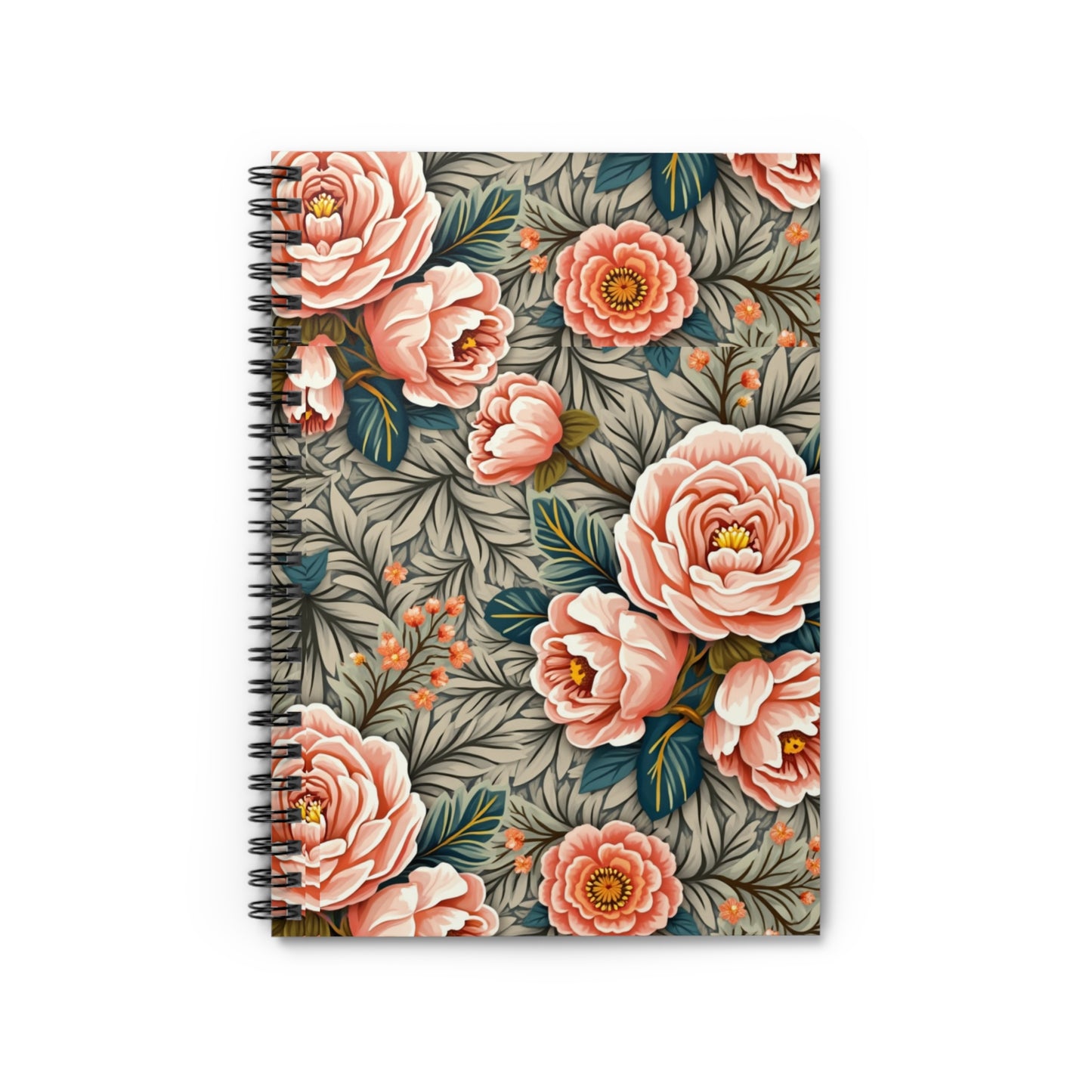 Light Pink Roses Floral Spiral Notebook - Ruled Lines for Creative Souls
