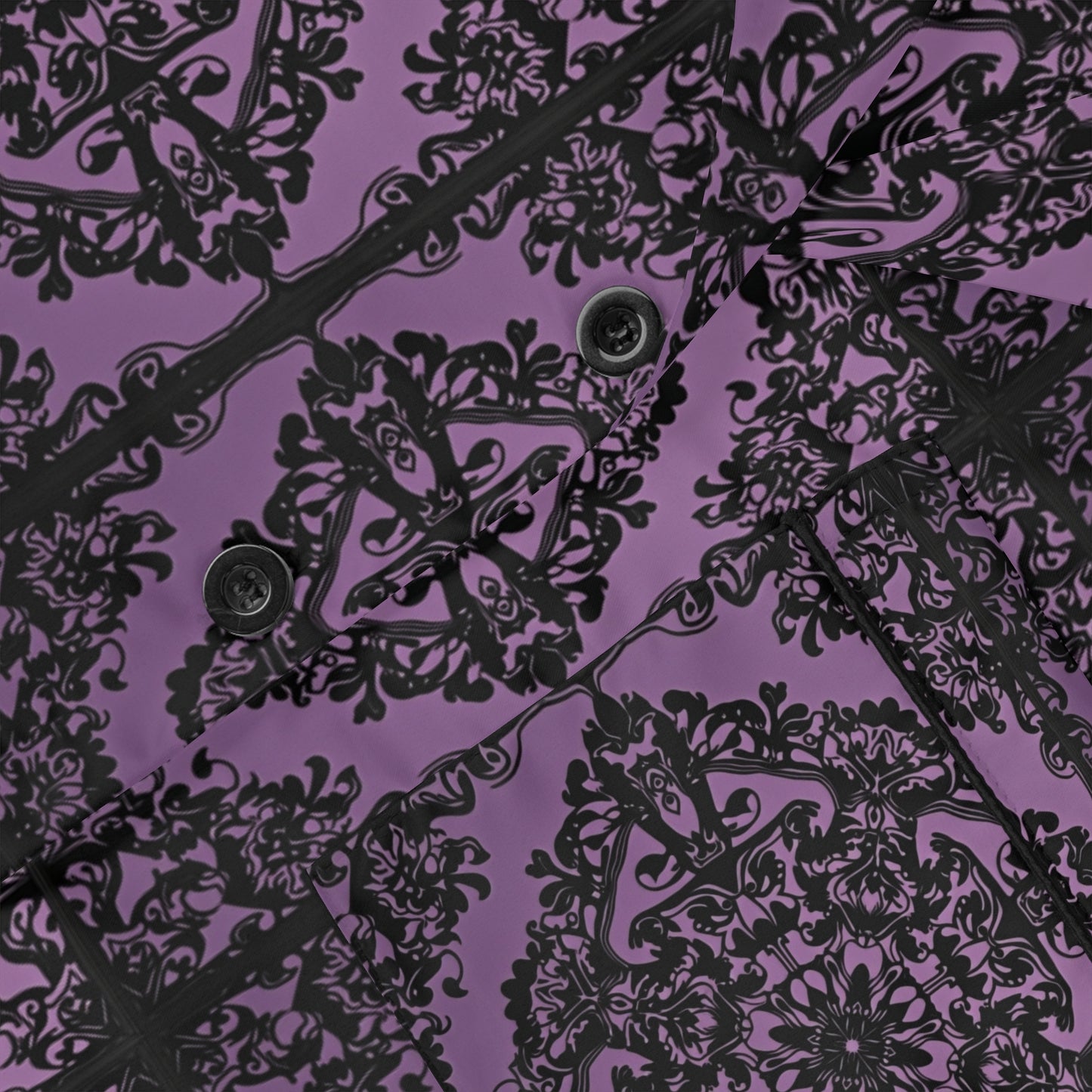 Intricate Black and Purple Pattern Women's Satin Pajamas (AOP)