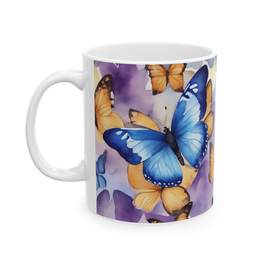 Blue Butterfly Ceramic Mug, 11oz