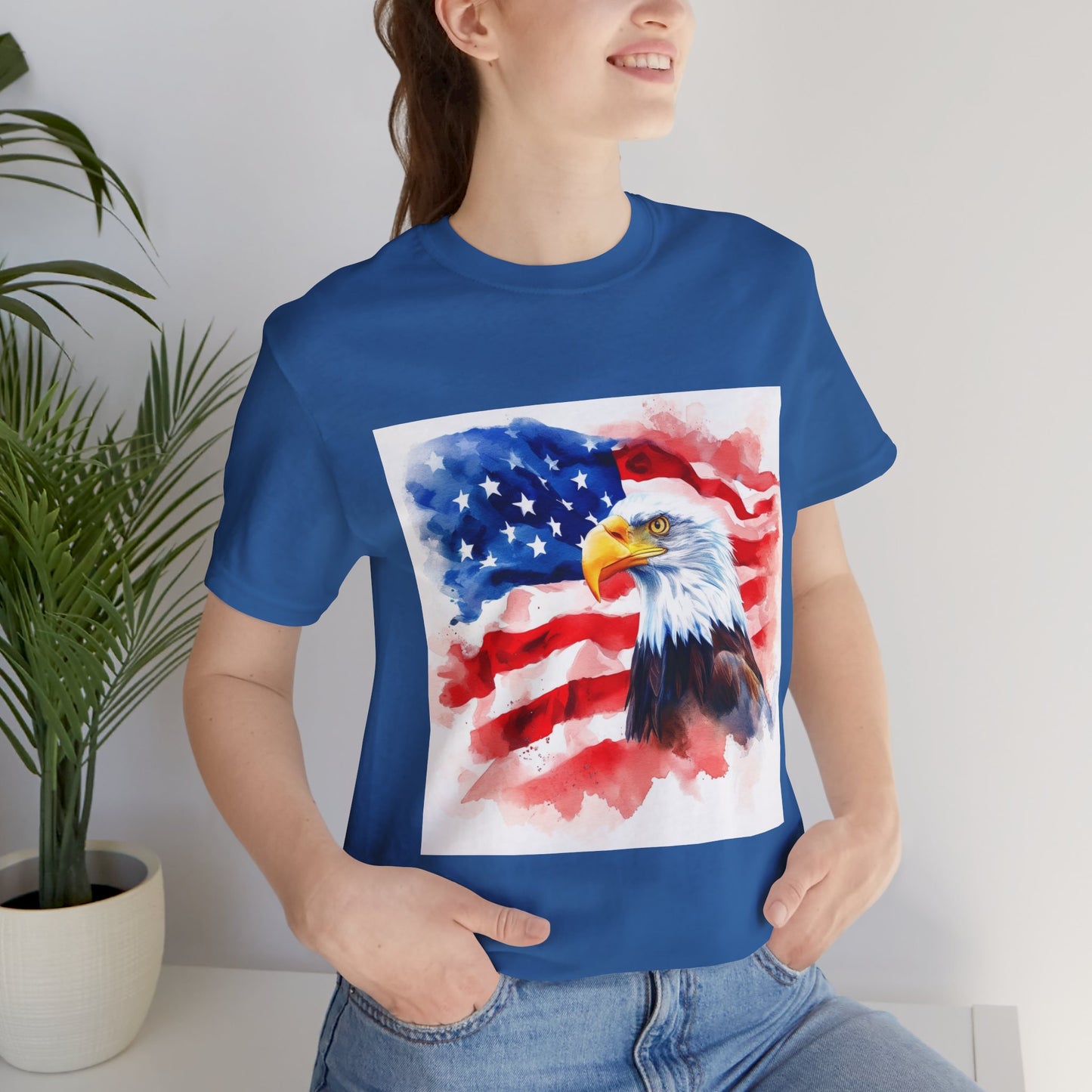 Patriotic Eagle Unisex Tee - American Flag Design