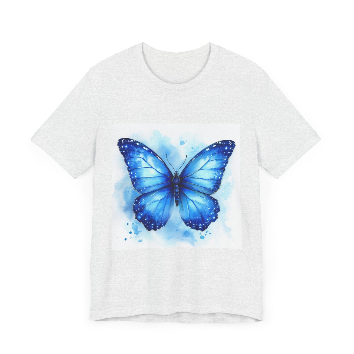 Blue Watercolor Butterfly Unisex Jersey Tee - Nature Inspired T-Shirt