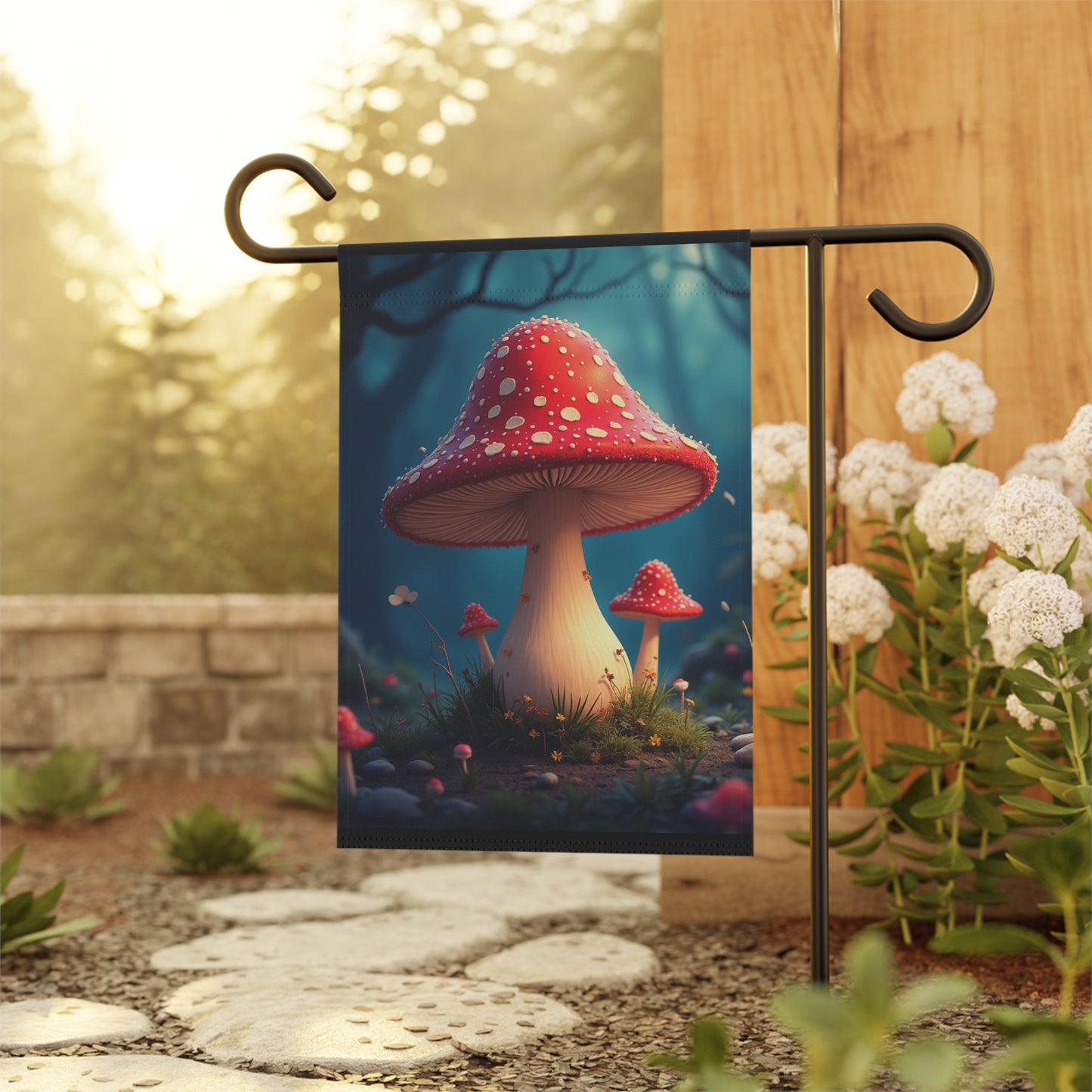Whimsical Garden Mushroom Banner for Outdoor Decor