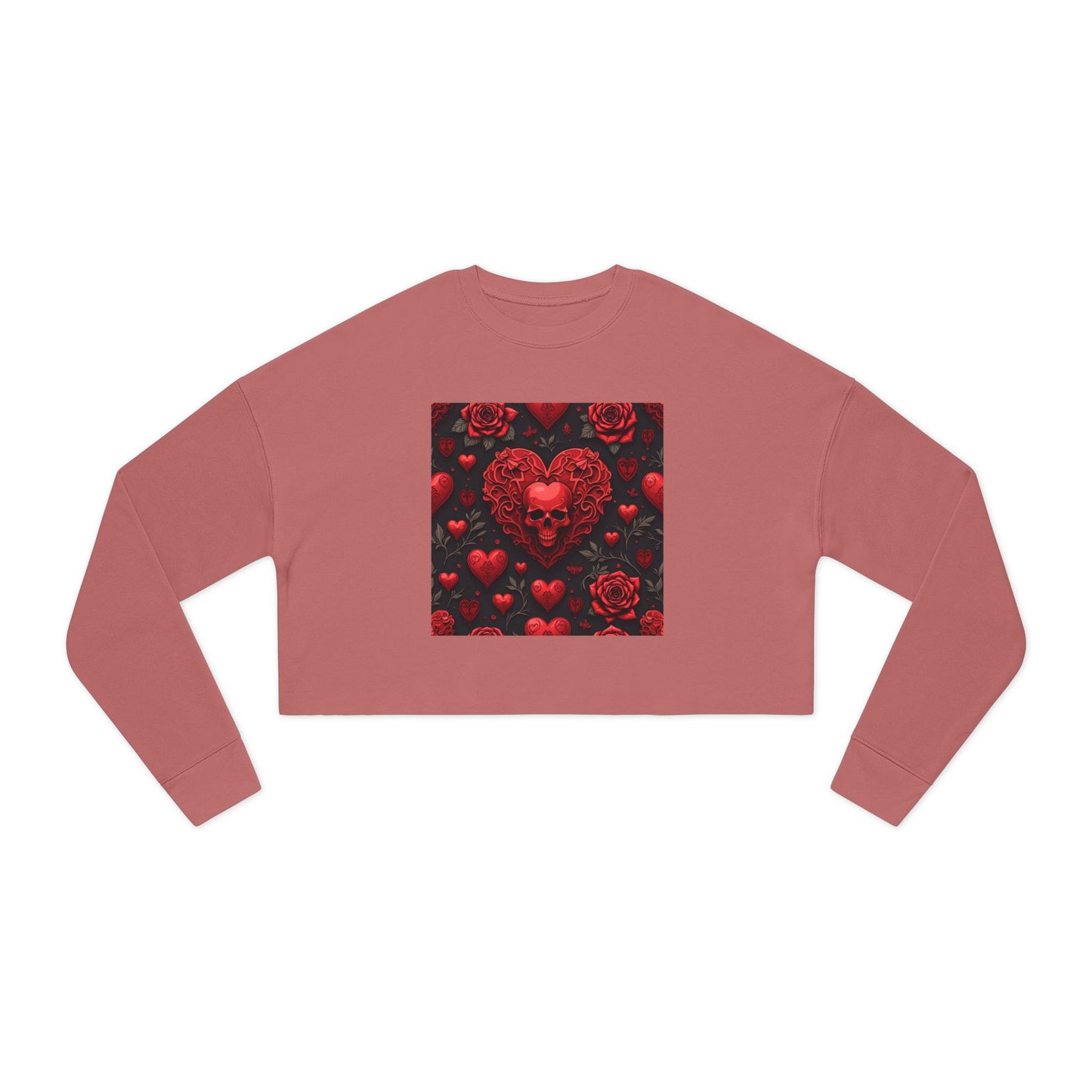 Skull Heart Valentine's Women's Cropped Sweatshirt