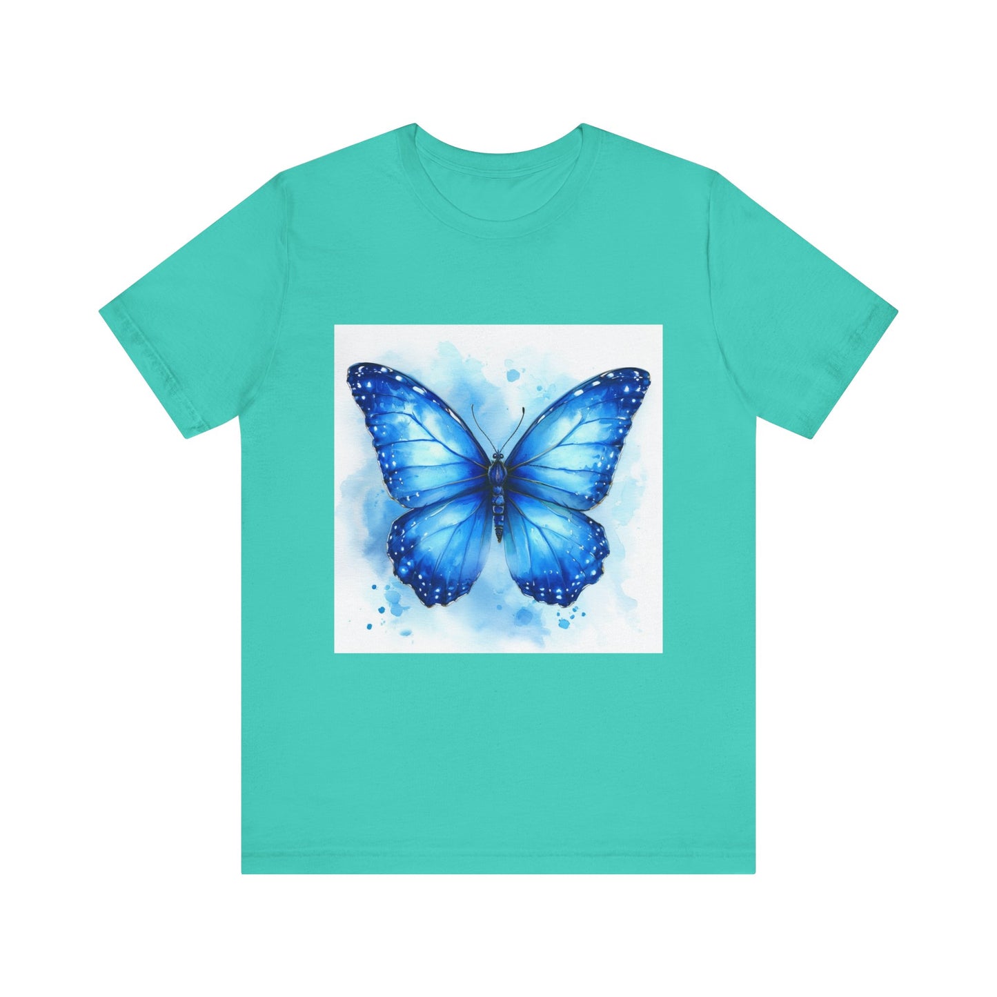 Blue Watercolor Butterfly Unisex Jersey Tee - Nature Inspired T-Shirt