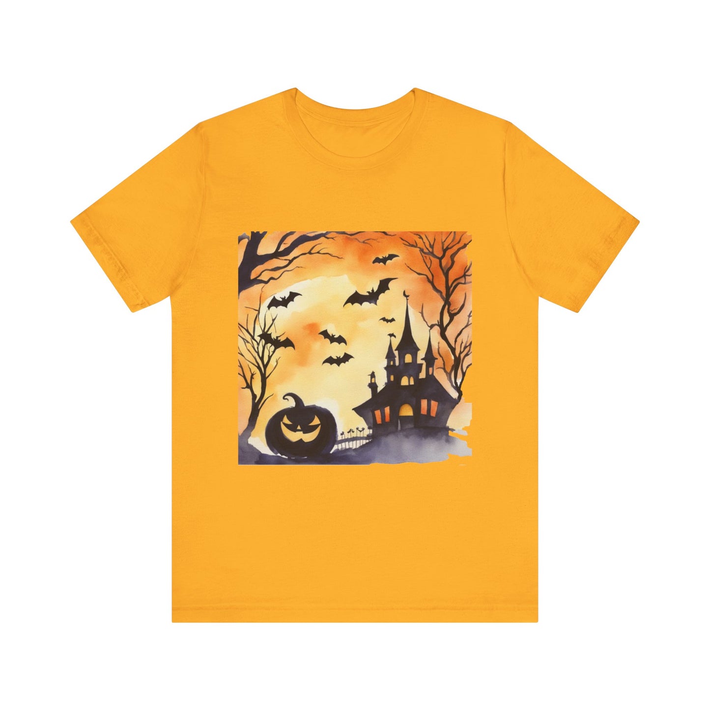 Halloween Haunted House Unisex Jersey Short Sleeve Tee