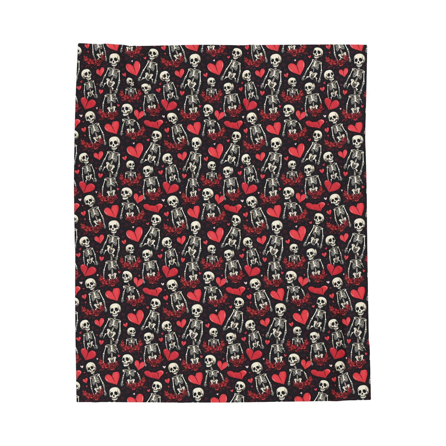Skulls and Hearts Velveteen Plush Blanket