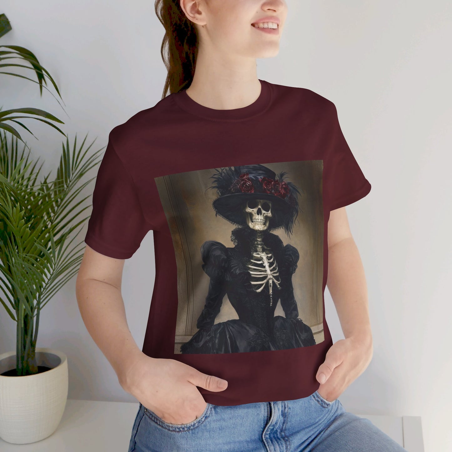 Creepy victorian Skeleton Unisex Jersey Short Sleeve Tee