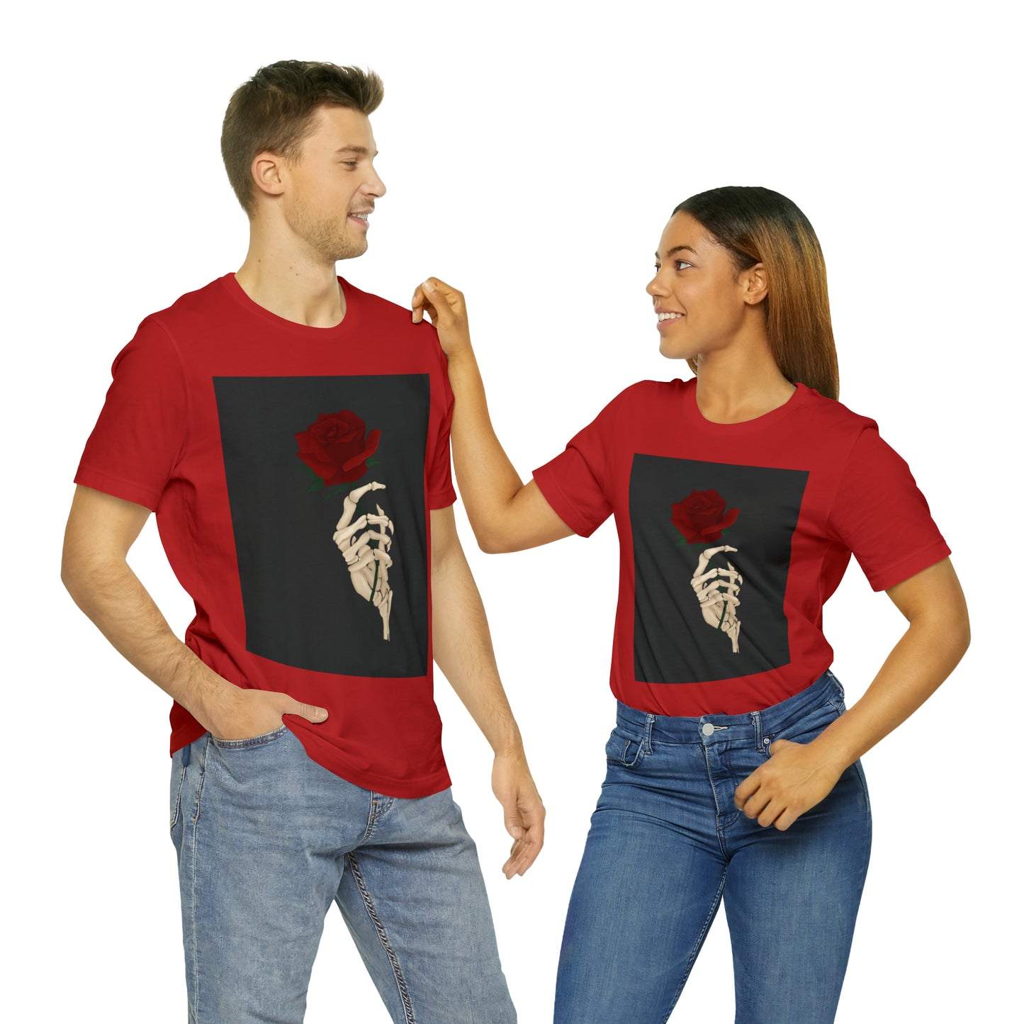 Rose with Skeleton Unisex Jersey Short Sleeve Tee