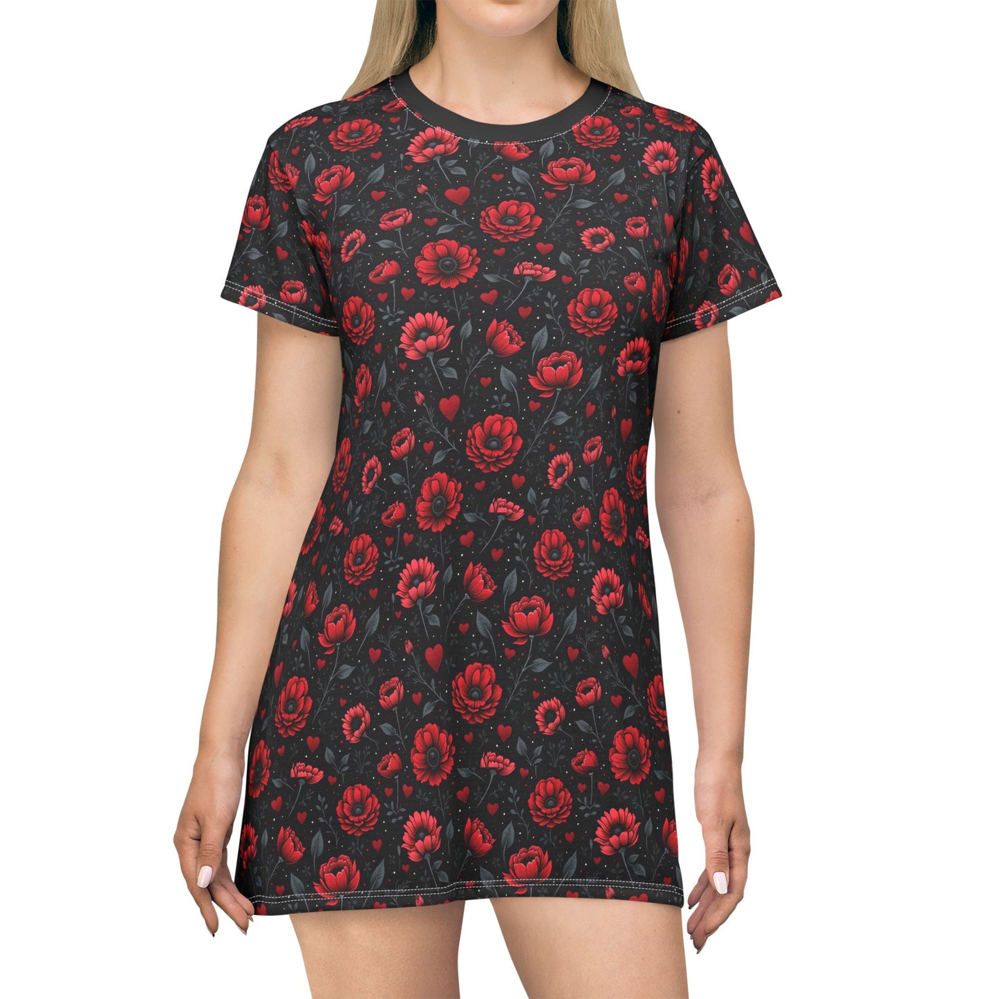 Valentine's Day Floral T-Shirt Dress
