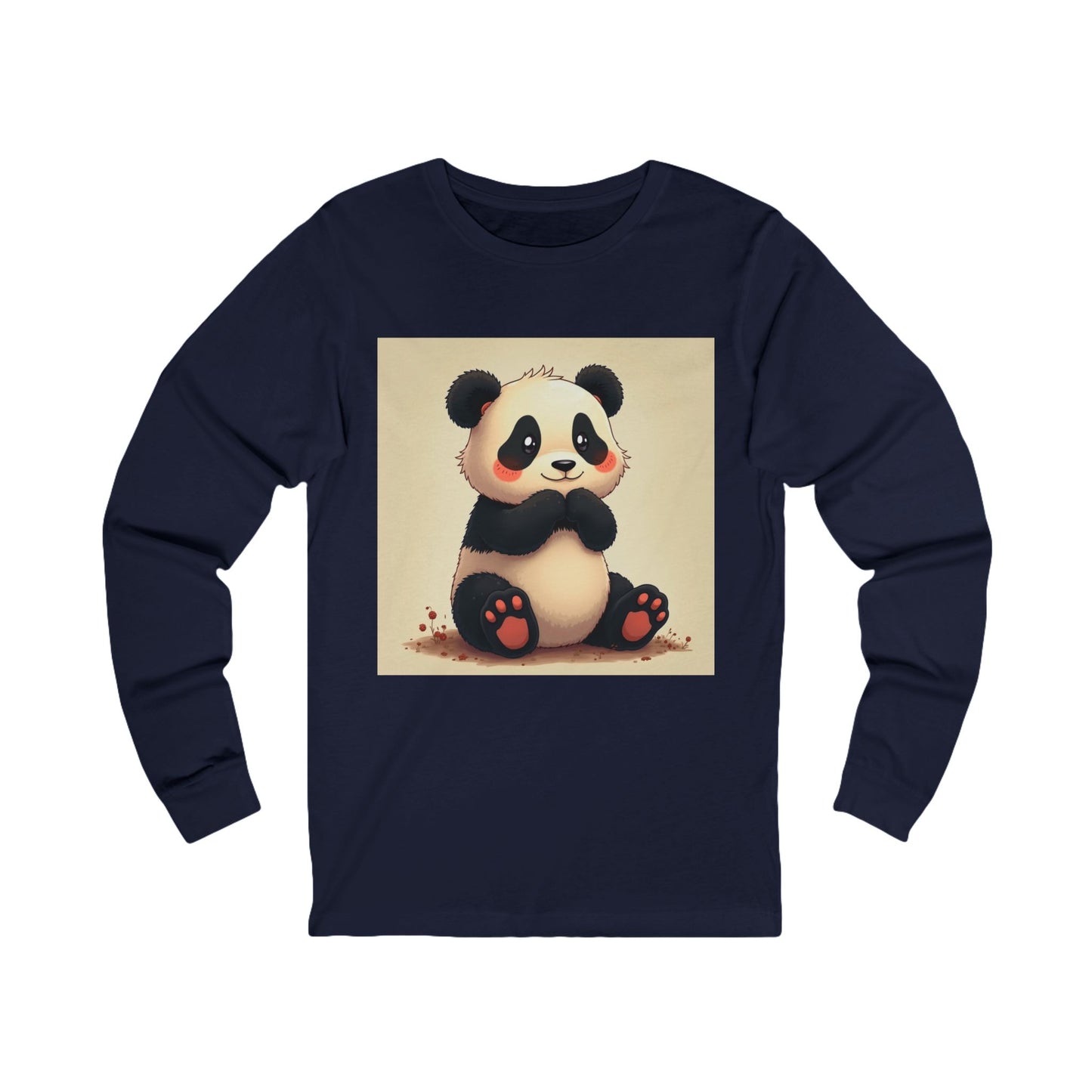 Adorable Cartoon Panda Unisex Jersey Long Sleeve Tee