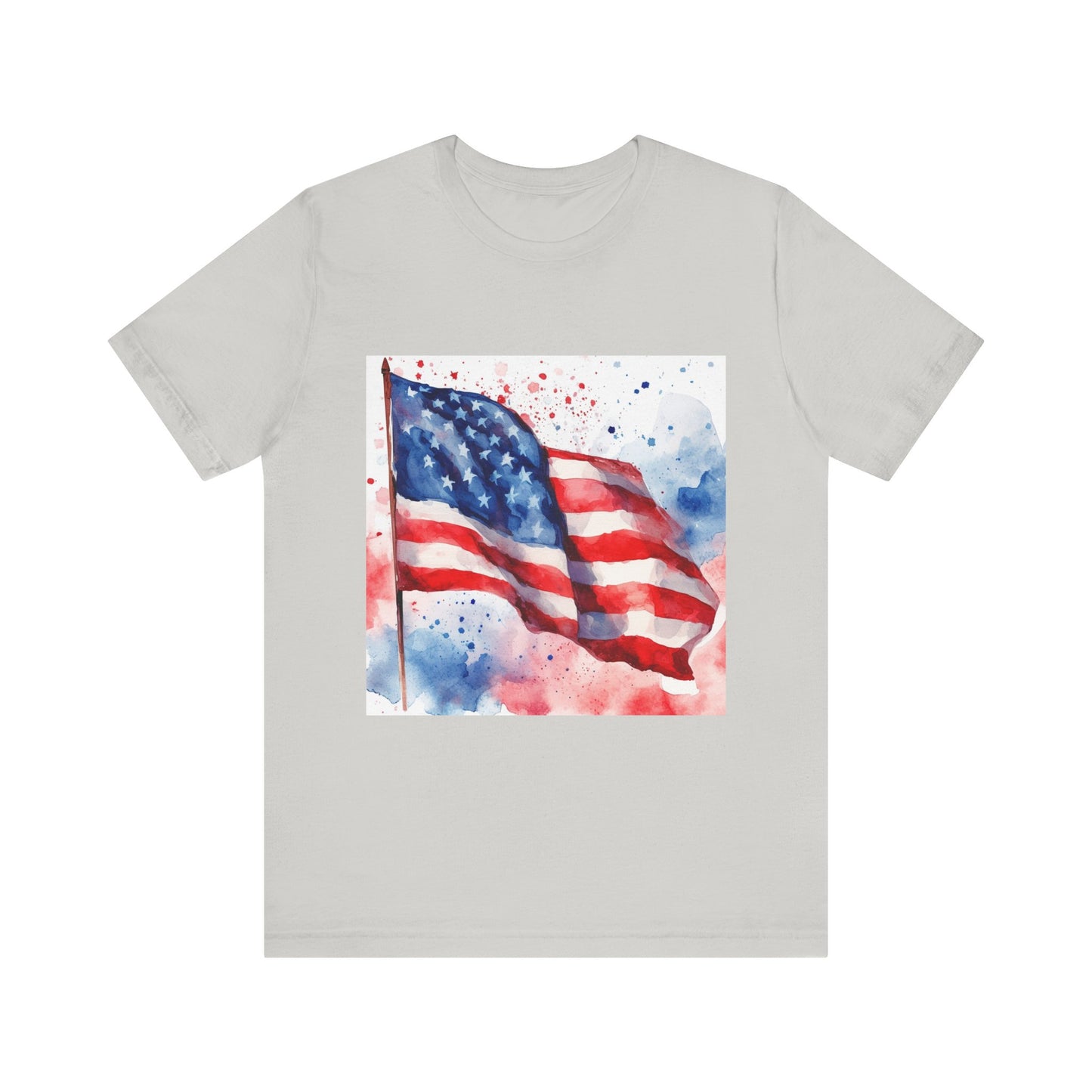 Patriotic Watercolor Flag Tee - Unisex Short Sleeve Shirt for Independence Day