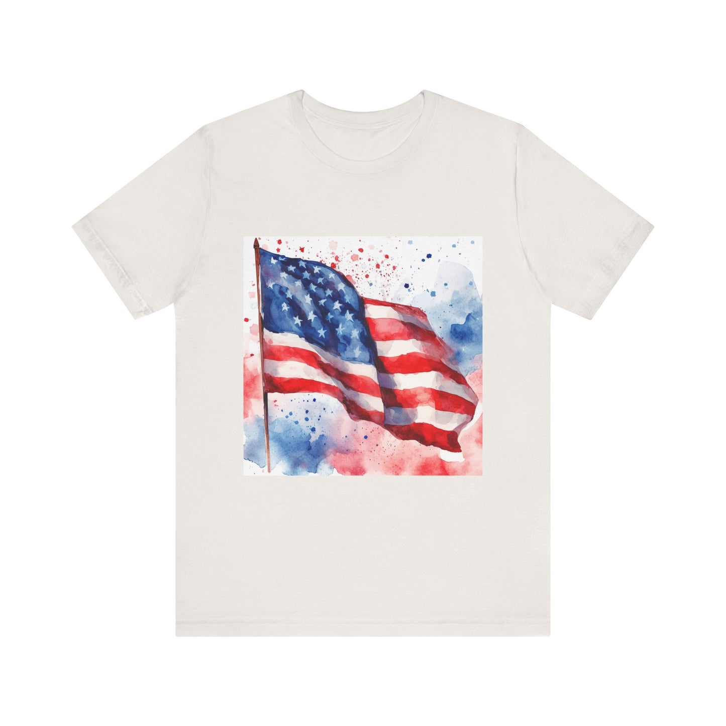 Patriotic Watercolor Flag Tee - Unisex Short Sleeve Shirt for Independence Day