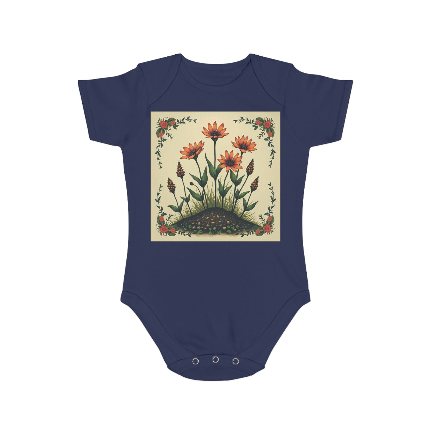 Floral Short Sleeve Spring Time Baby Bodysuit | Cute Floral Design for Infants
