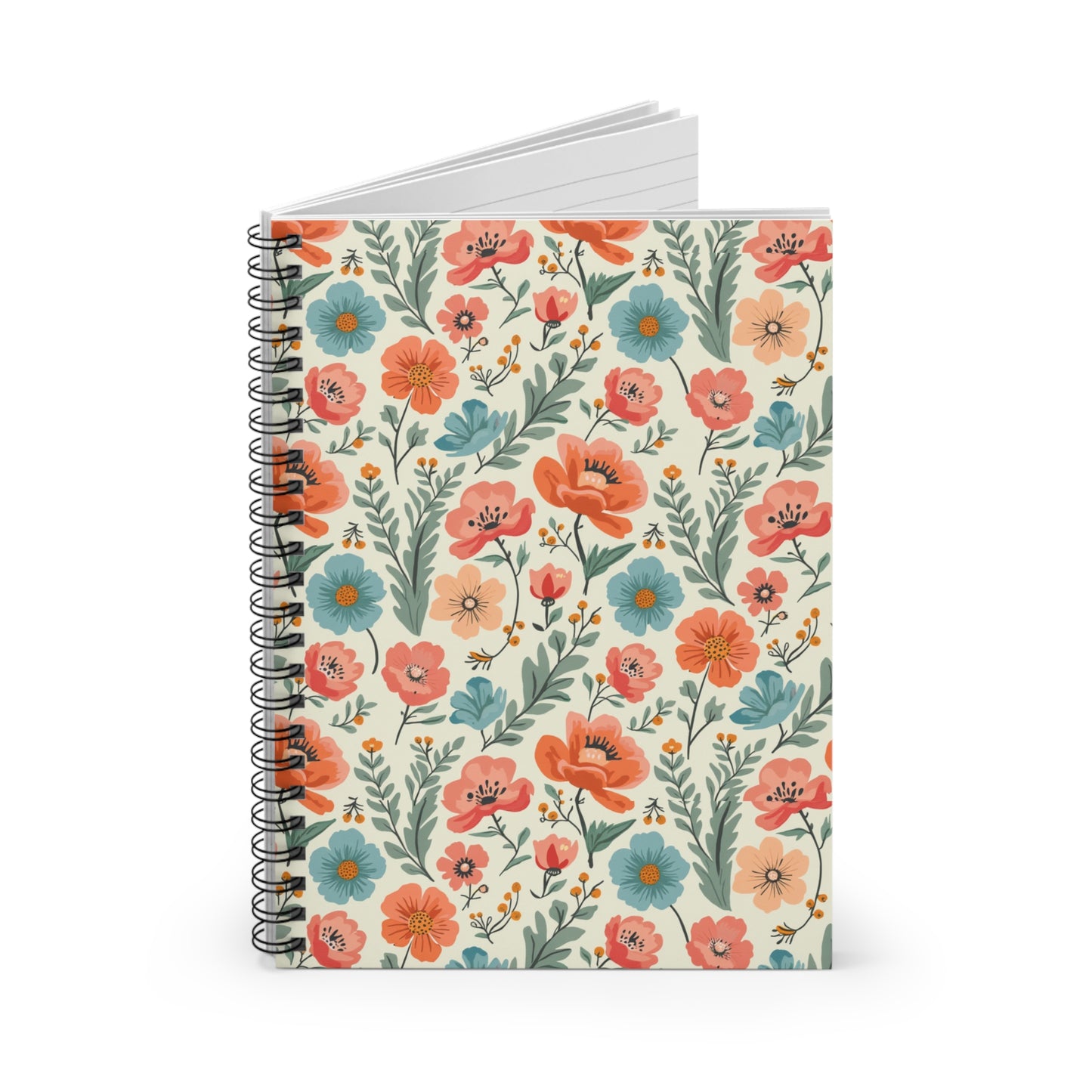 Springtime Colorful Floral Spiral Notebook - Ruled Lines for Creative Minds