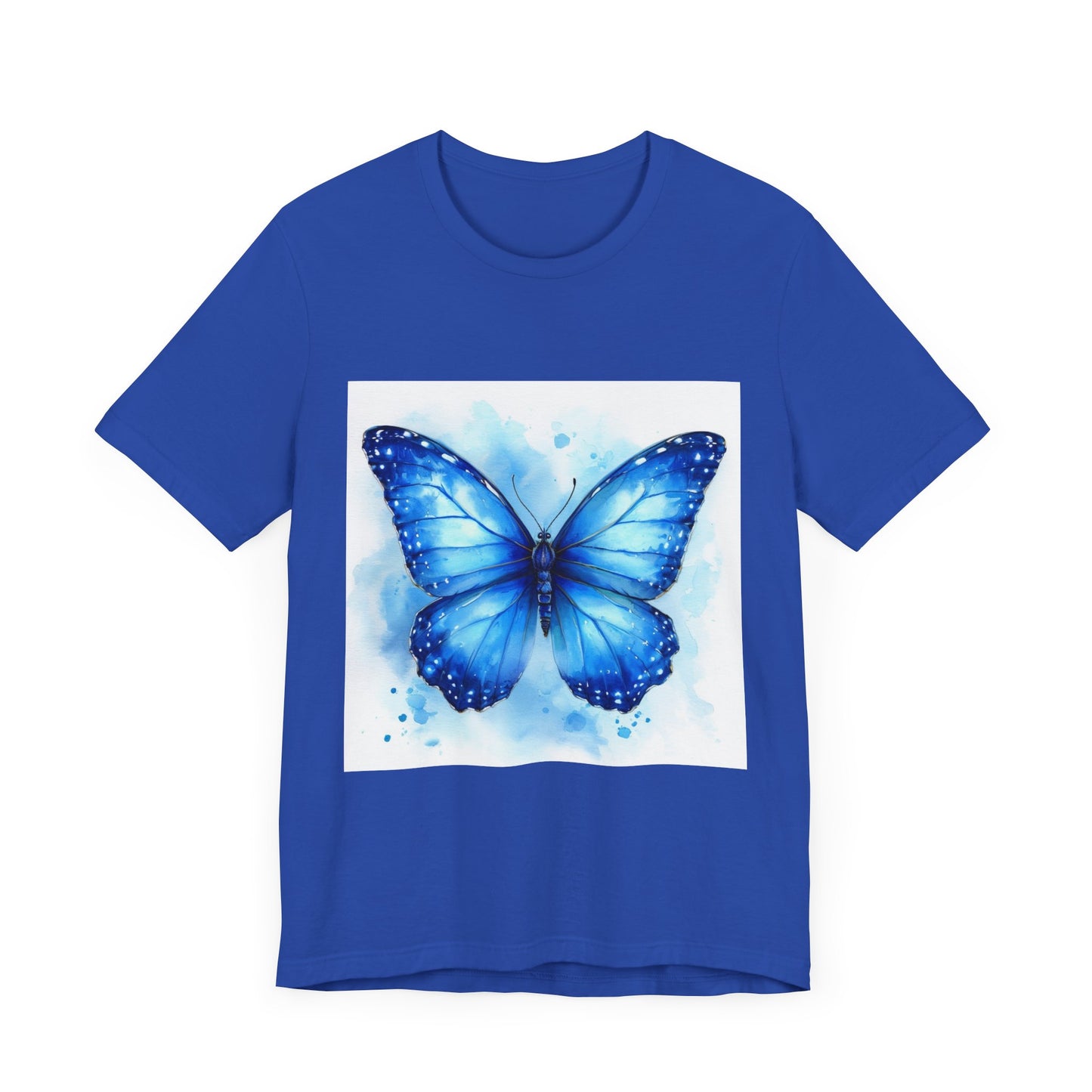 Blue Watercolor Butterfly Unisex Jersey Tee - Nature Inspired T-Shirt