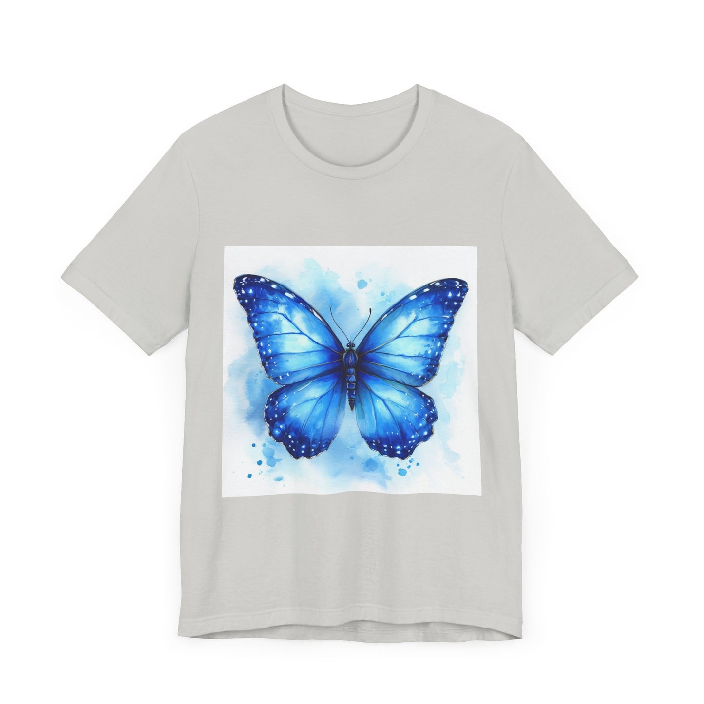 Blue Watercolor Butterfly Unisex Jersey Tee - Nature Inspired T-Shirt