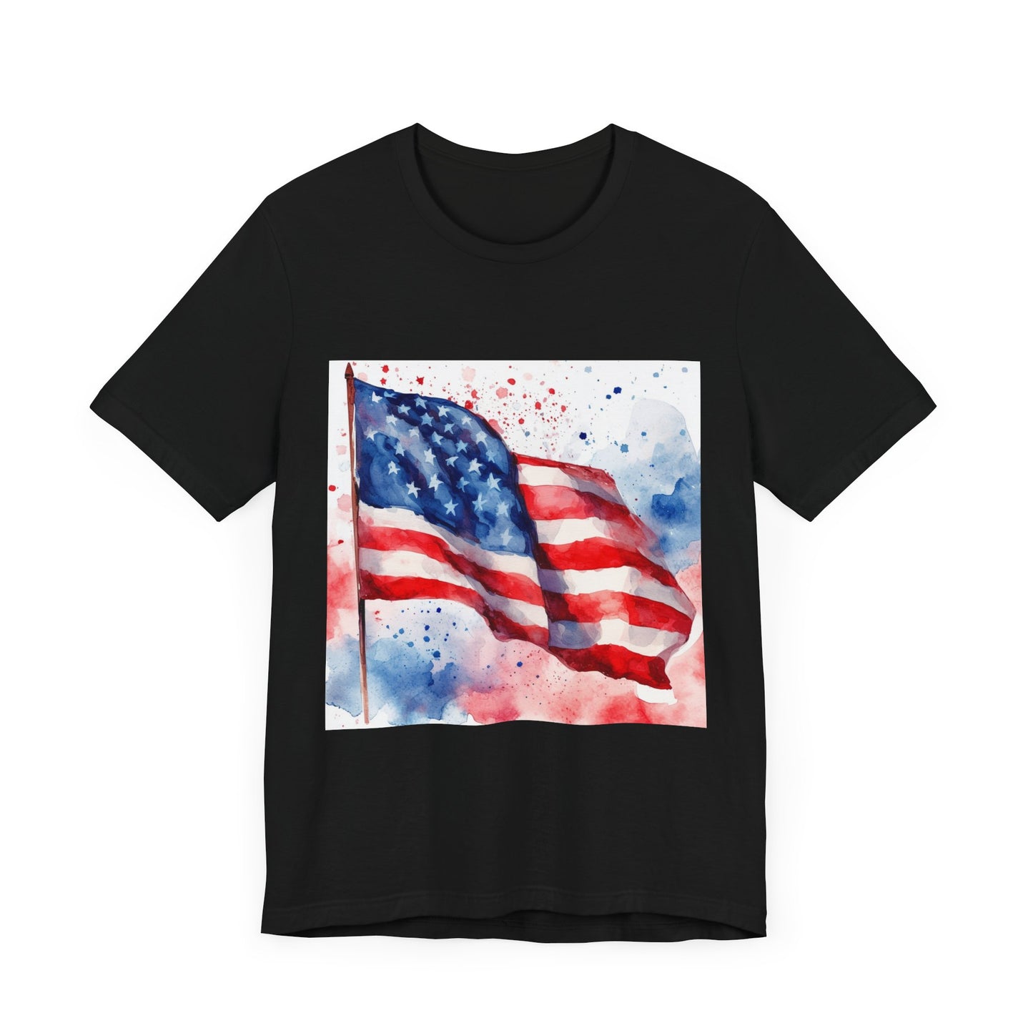 Patriotic Watercolor Flag Tee - Unisex Short Sleeve Shirt for Independence Day