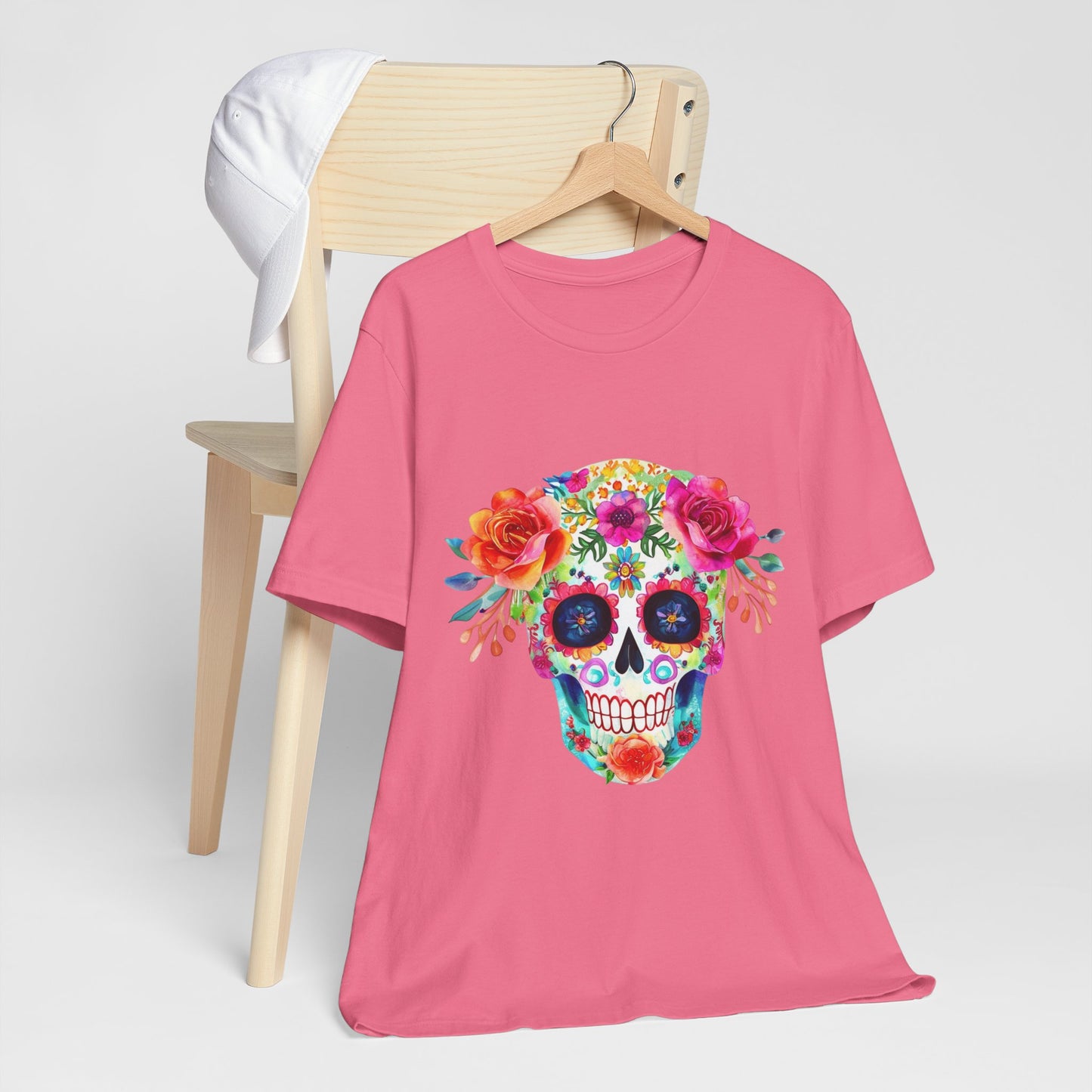 Day of the Dead Floral Sugar Skull Unisex Jersey Short Sleeve Tee