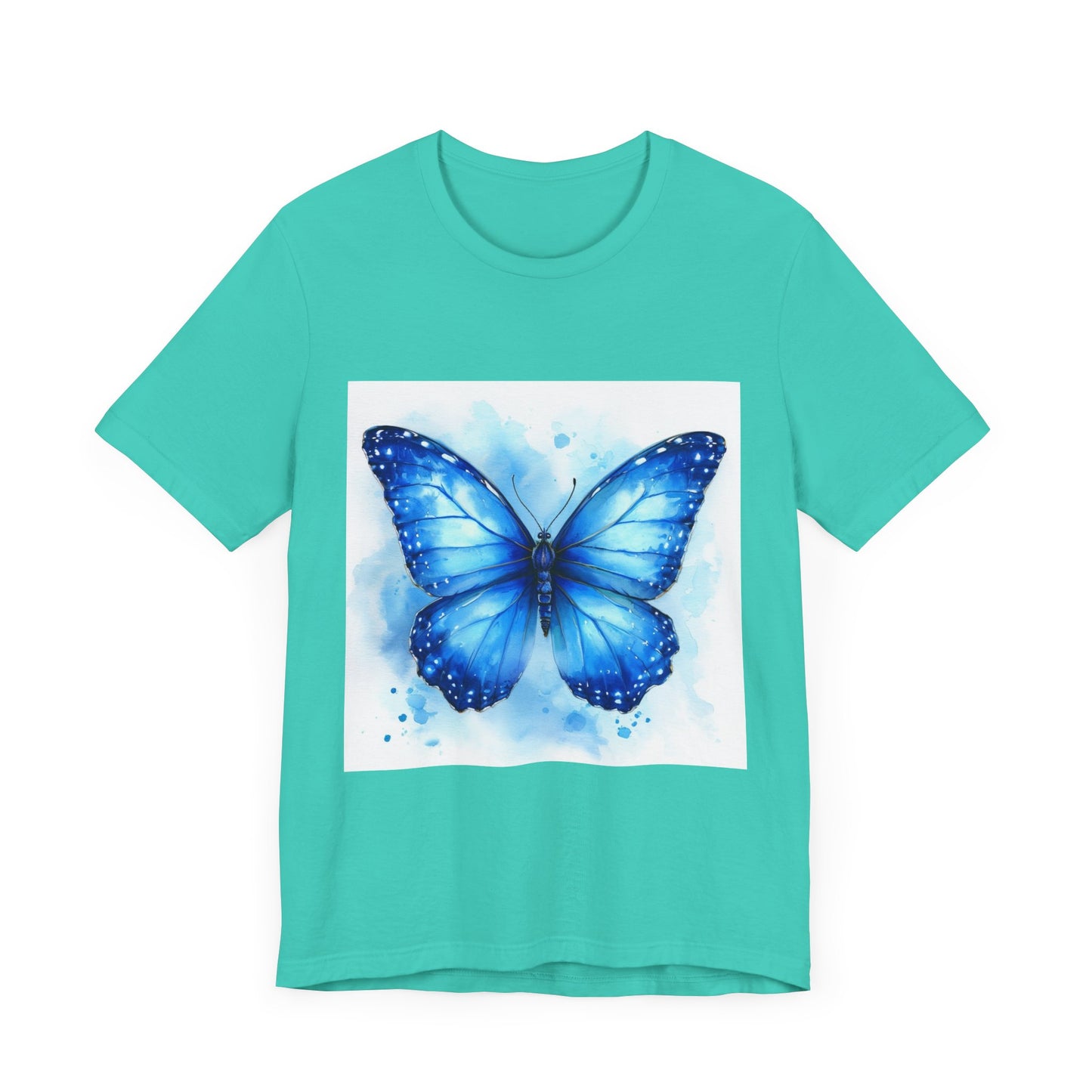 Blue Watercolor Butterfly Unisex Jersey Tee - Nature Inspired T-Shirt