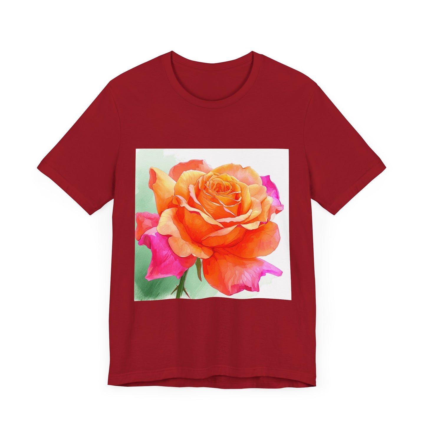Radiant Rose Art Unisex Jersey Tee - Vibrant Rose Design