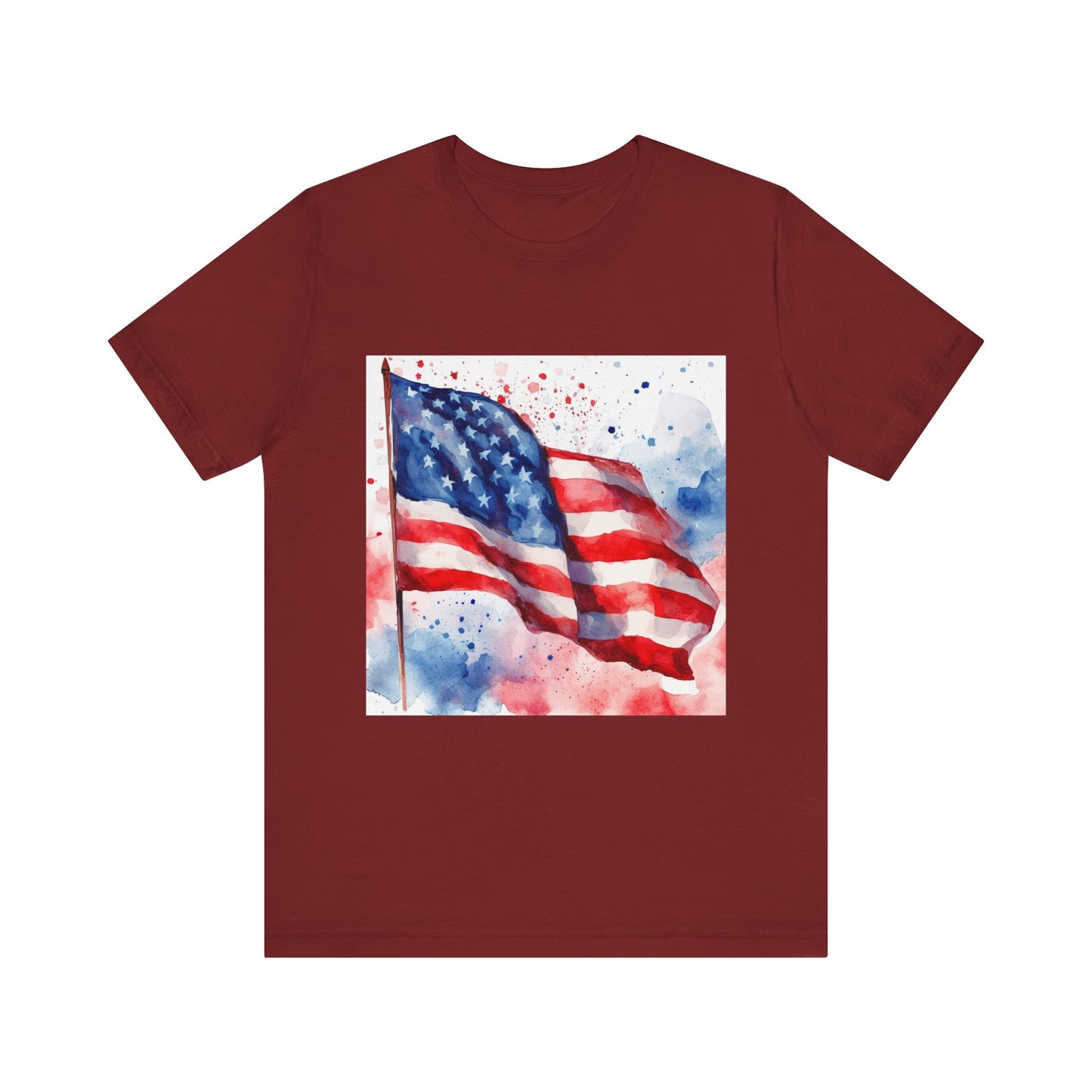Patriotic Watercolor Flag Tee - Unisex Short Sleeve Shirt for Independence Day