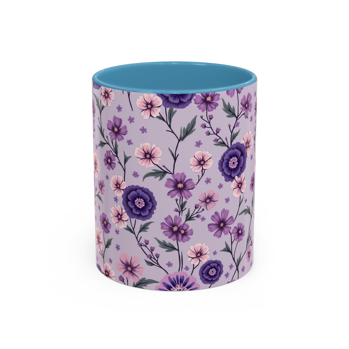 Floral Accent Coffee Mug - 11/15oz Purple Flower Design for Home & Office