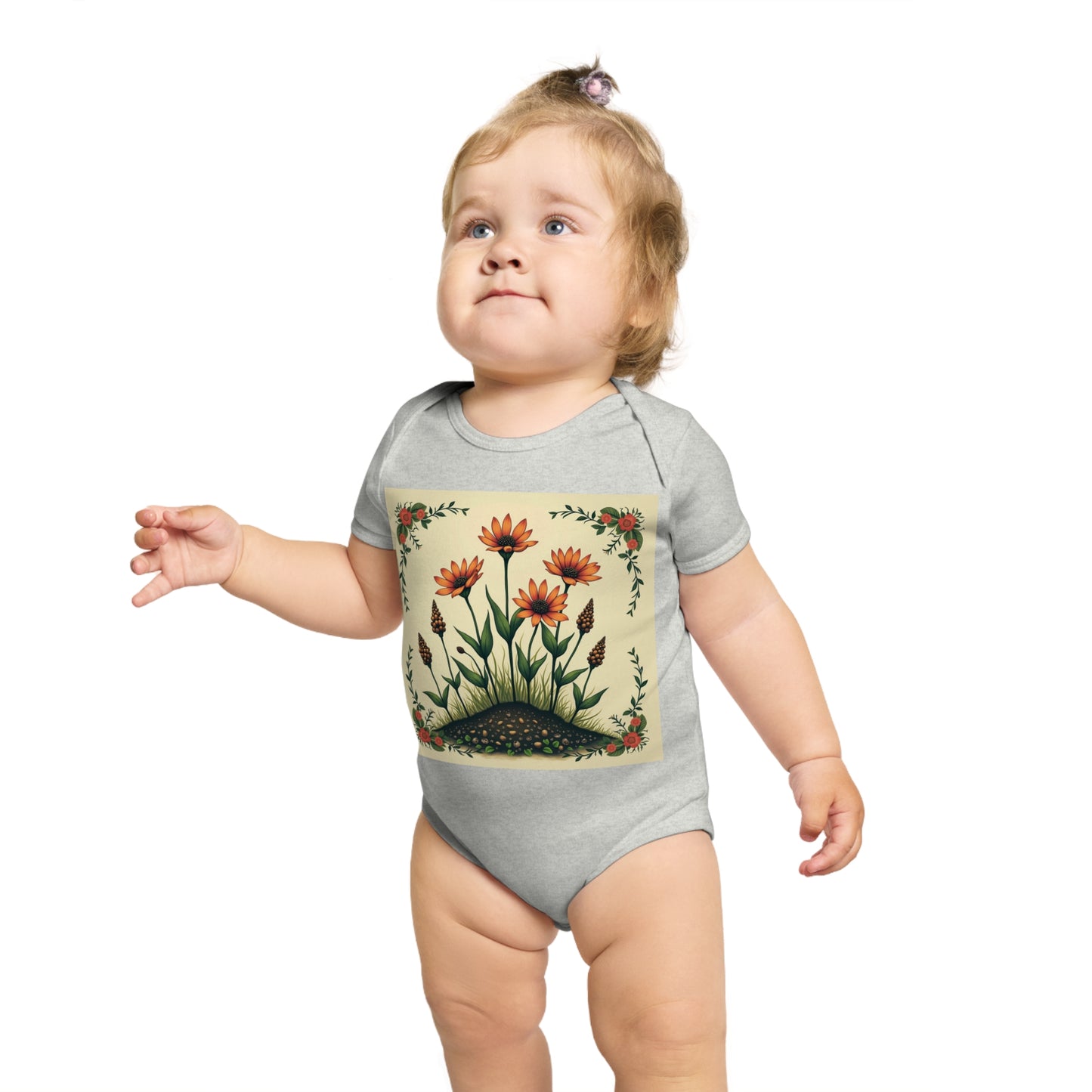 Floral Short Sleeve Spring Time Baby Bodysuit | Cute Floral Design for Infants
