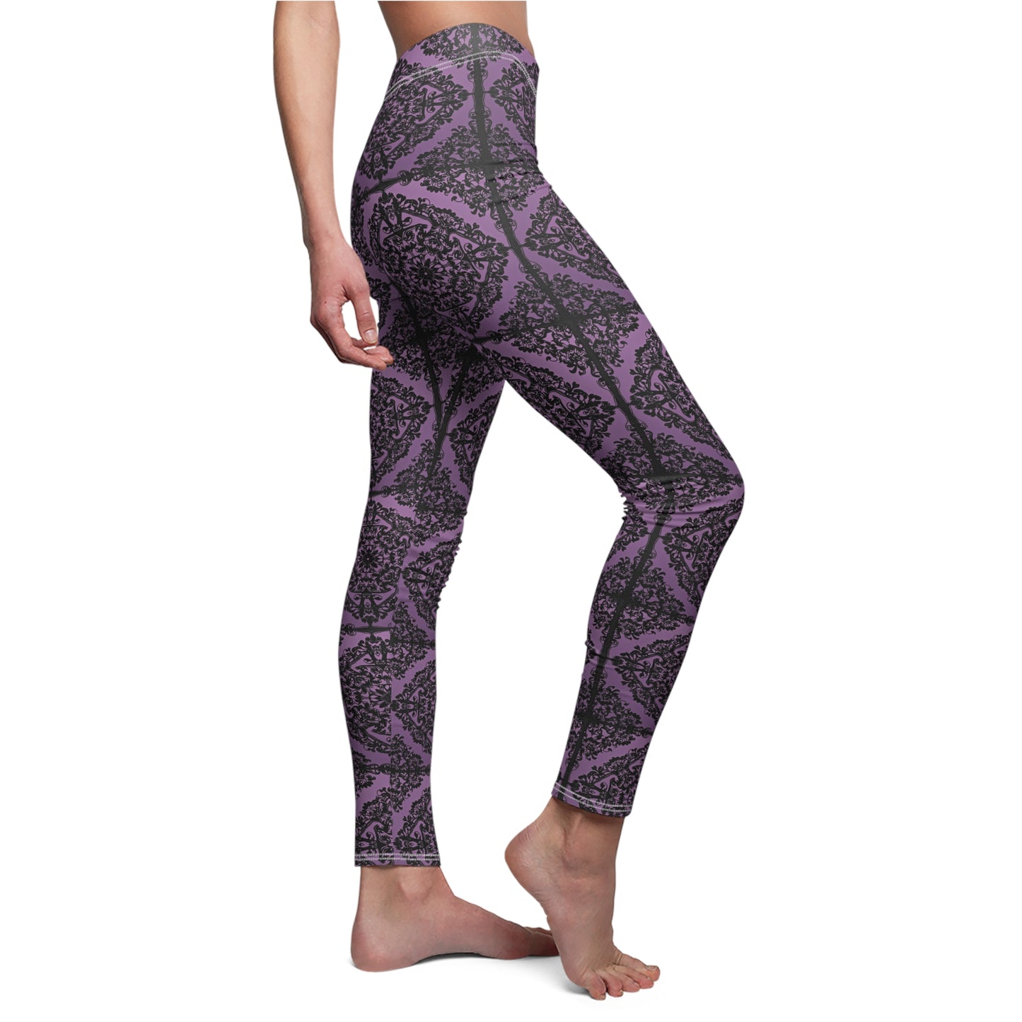 Intricate Black and Purple Pattern Women's Cut & Sew Casual Leggings (AOP)