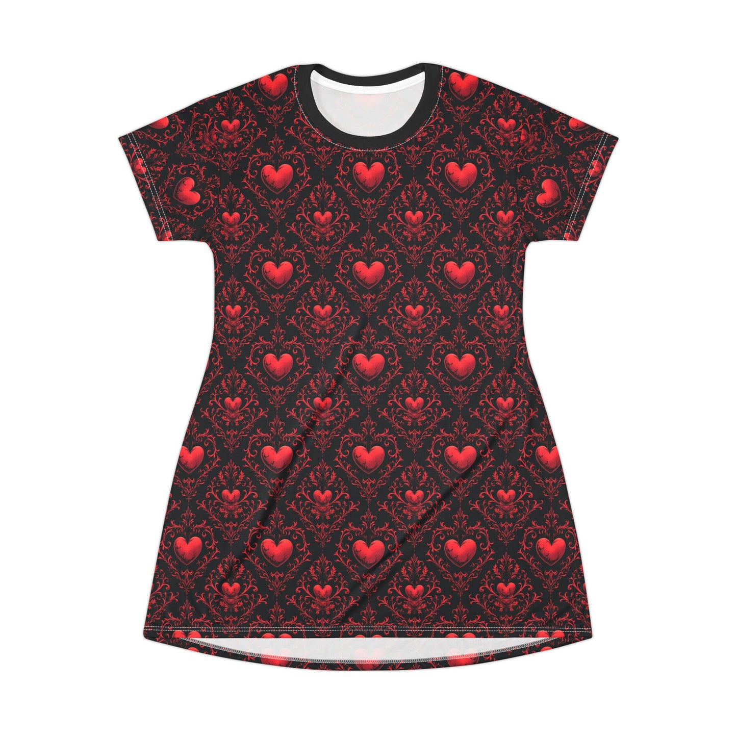 Romantic Heart Pattern T-Shirt Dress