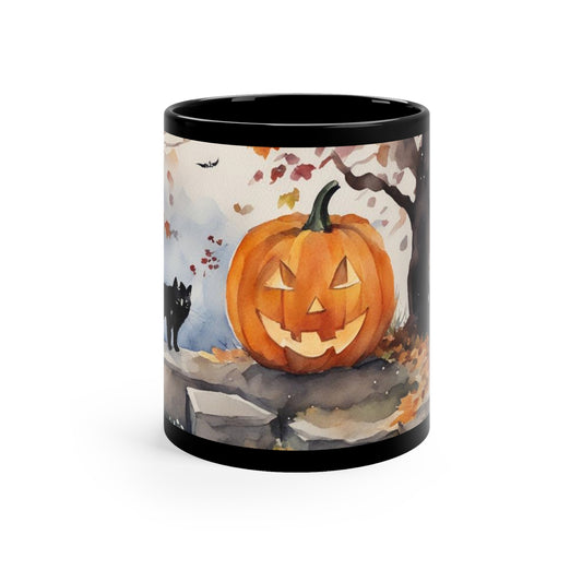 11oz Halloween Jacko Lantern Black Mug