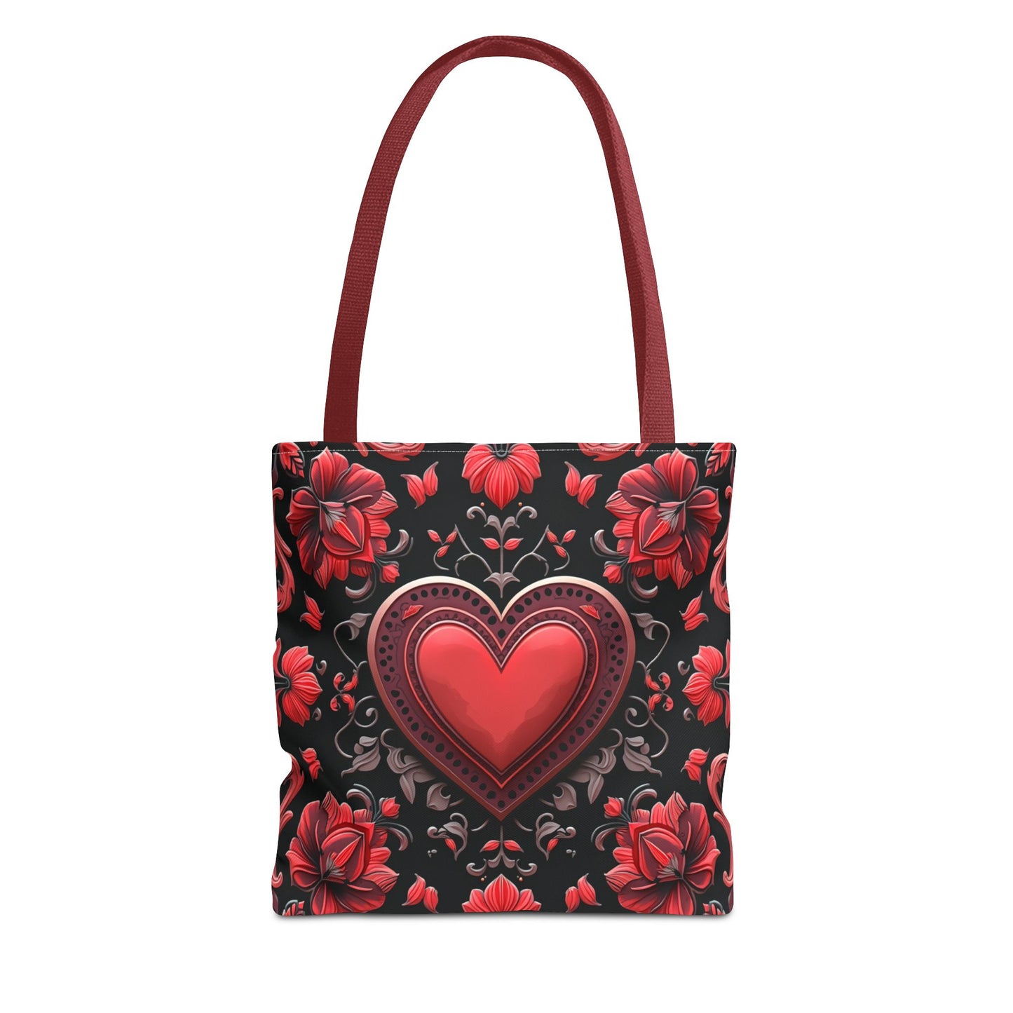Elegant Floral Heart Design Tote Bag (AOP)