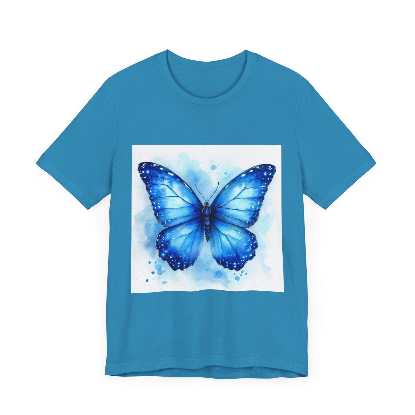 Blue Watercolor Butterfly Unisex Jersey Tee - Nature Inspired T-Shirt