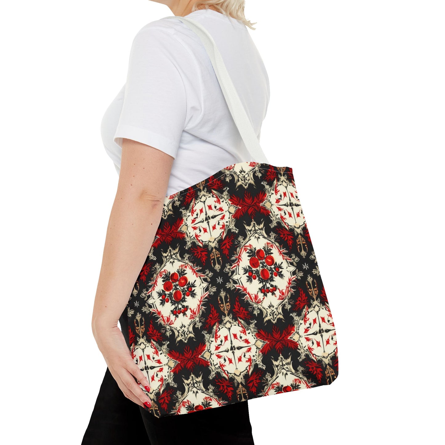 Dark Poinsettia Pattern Tote Bag (AOP)