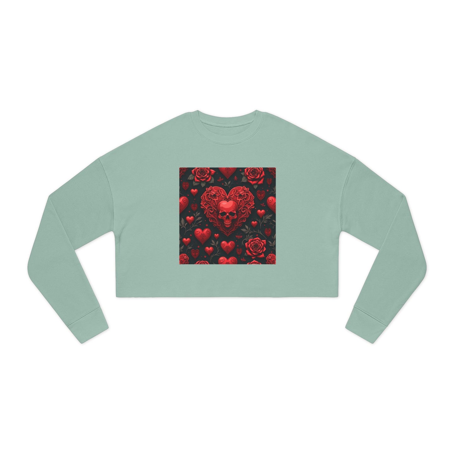 Skull Heart Valentine's Women's Cropped Sweatshirt
