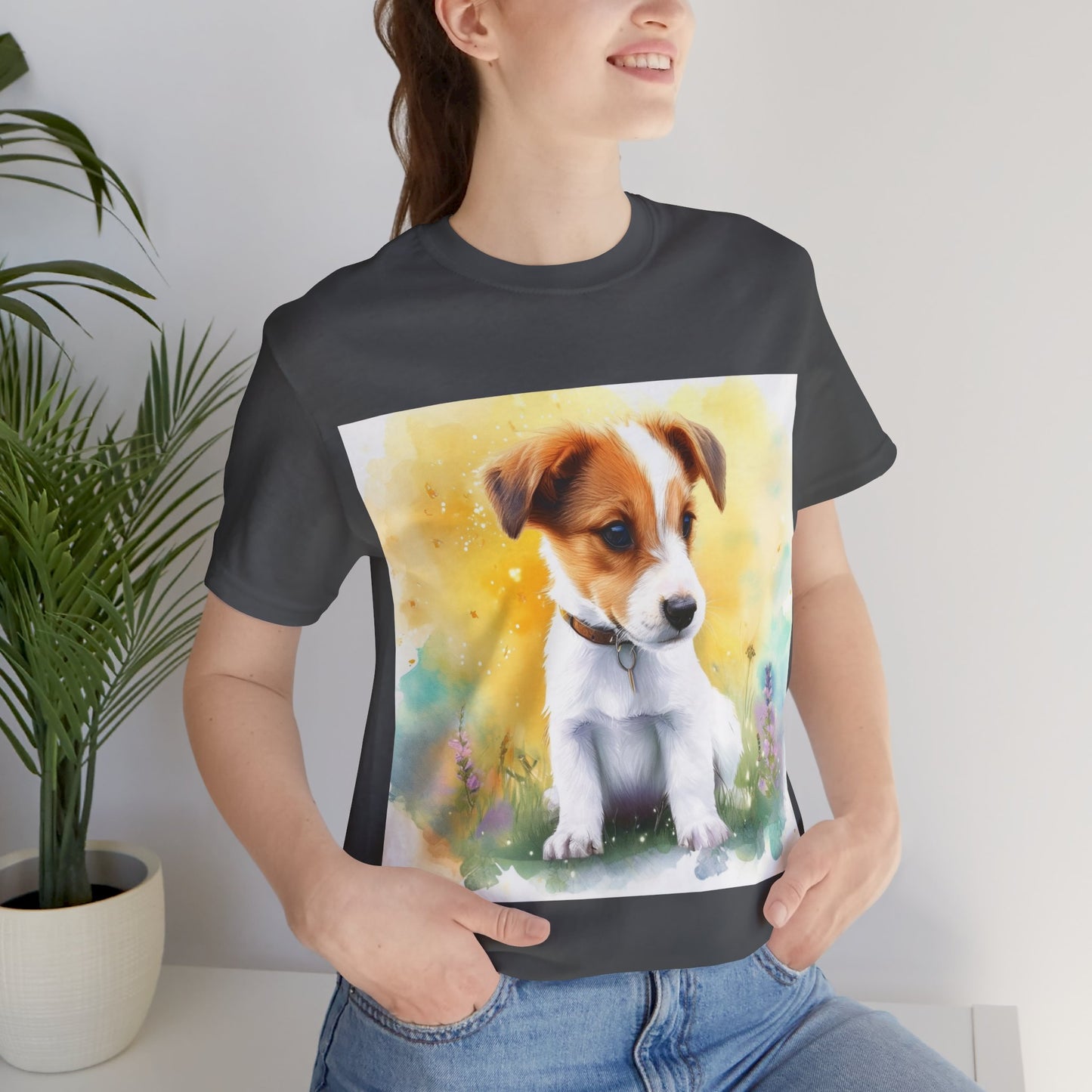 Fuzzy Jack Russell Unisex Jersey Short Sleeve Tee