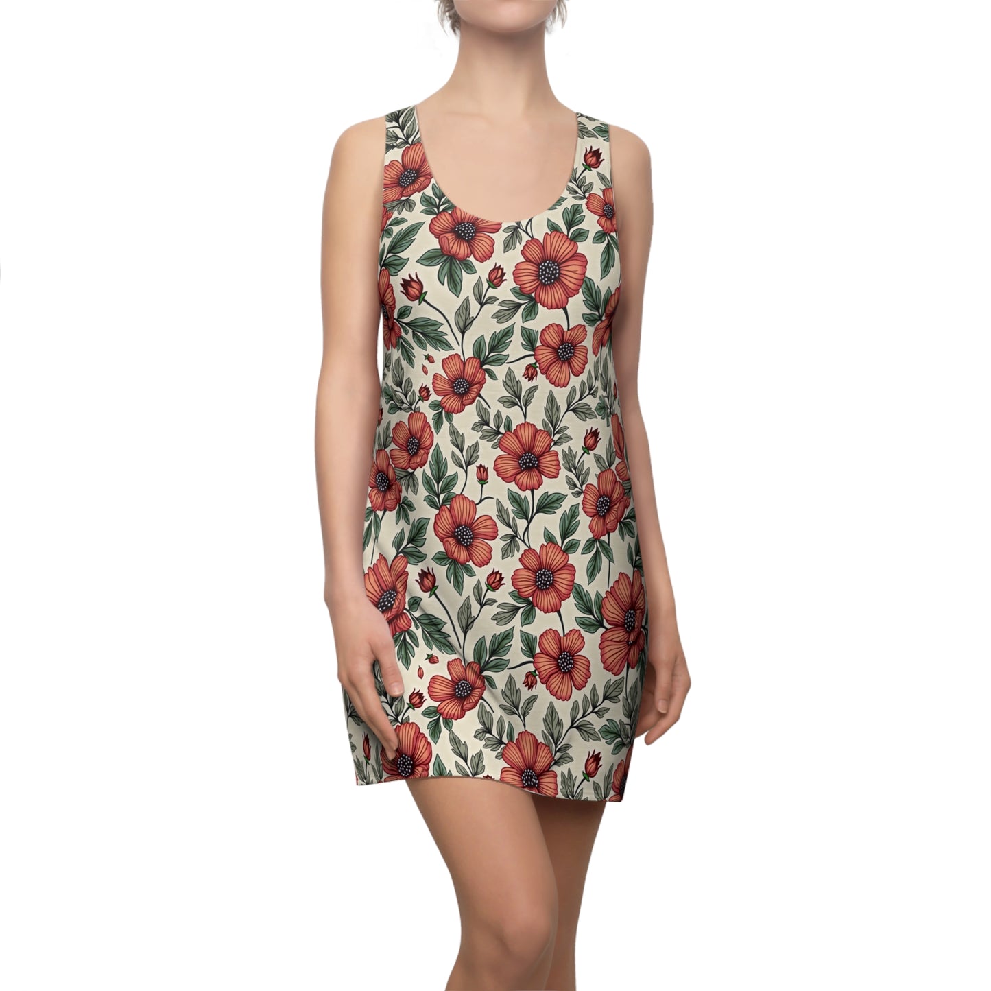 Floral Rouge Summer Racerback Dress – Perfect for Picnics and Vacations