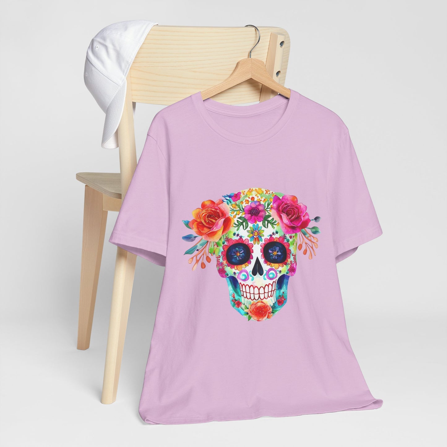 Day of the Dead Floral Sugar Skull Unisex Jersey Short Sleeve Tee