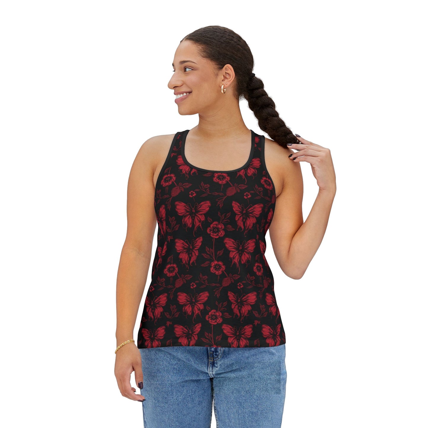 Elegant Floral Butterfly Women's Tank Top