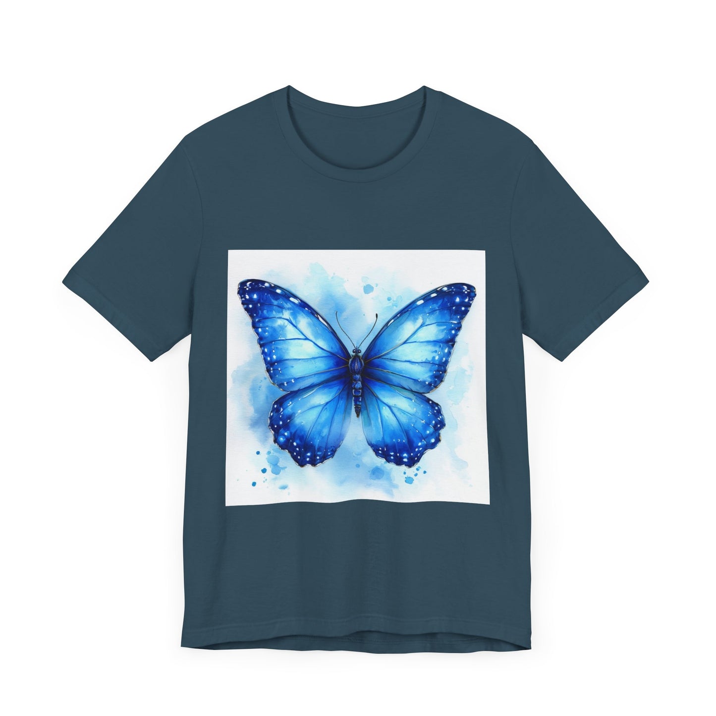 Blue Watercolor Butterfly Unisex Jersey Tee - Nature Inspired T-Shirt