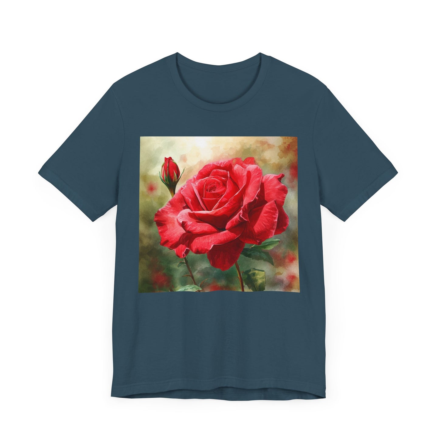 Elegant Rose Short Sleeve Tee - Perfect for Nature Lovers & Everyday Comfort