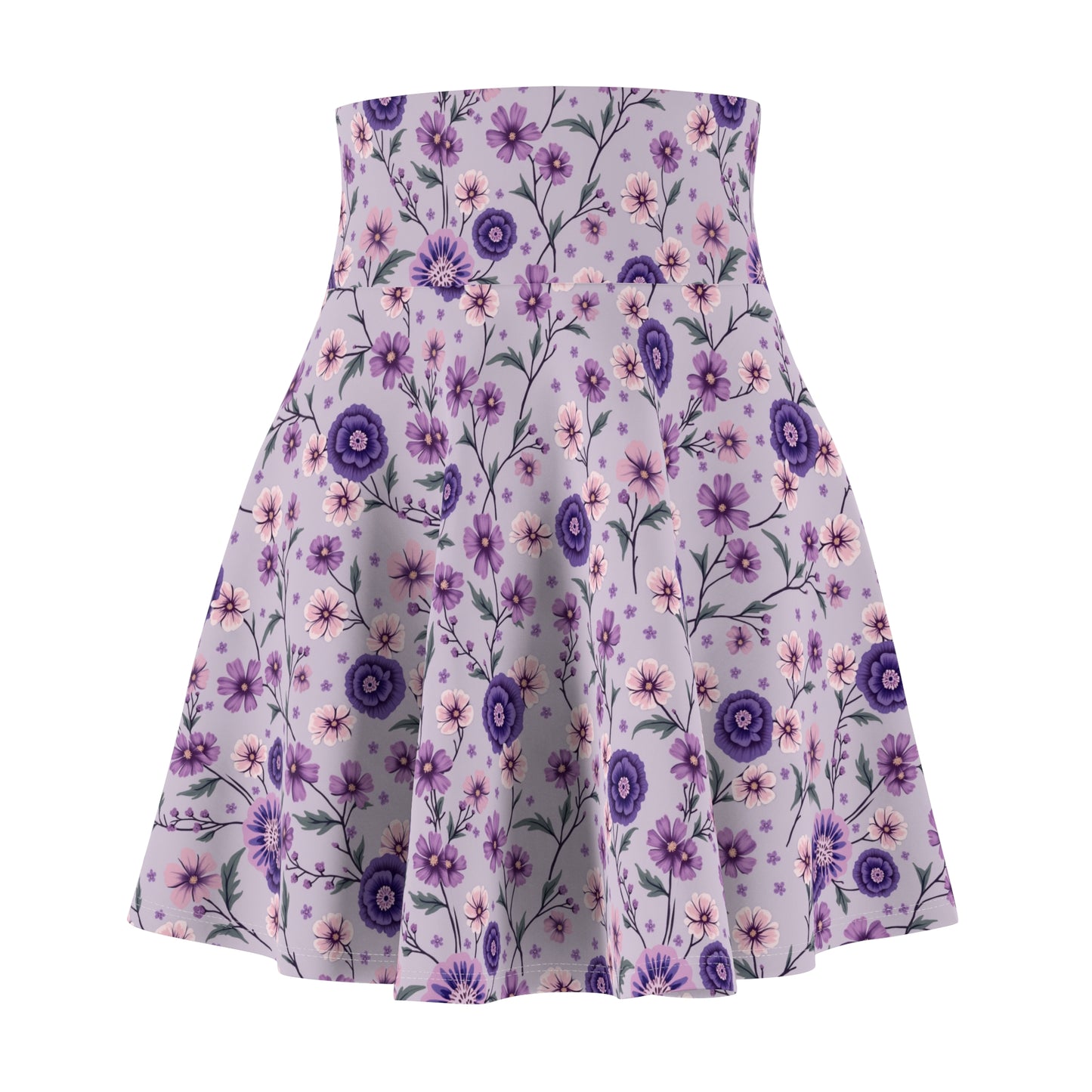 Purple Floral Women's Skater Skirt - Spring Vibes for Everyday Style
