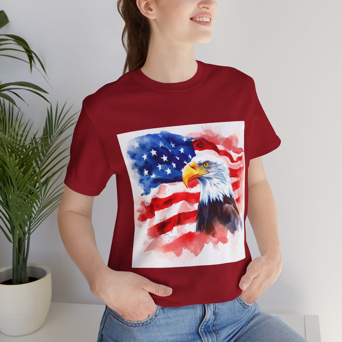 Patriotic Eagle Unisex Tee - American Flag Design