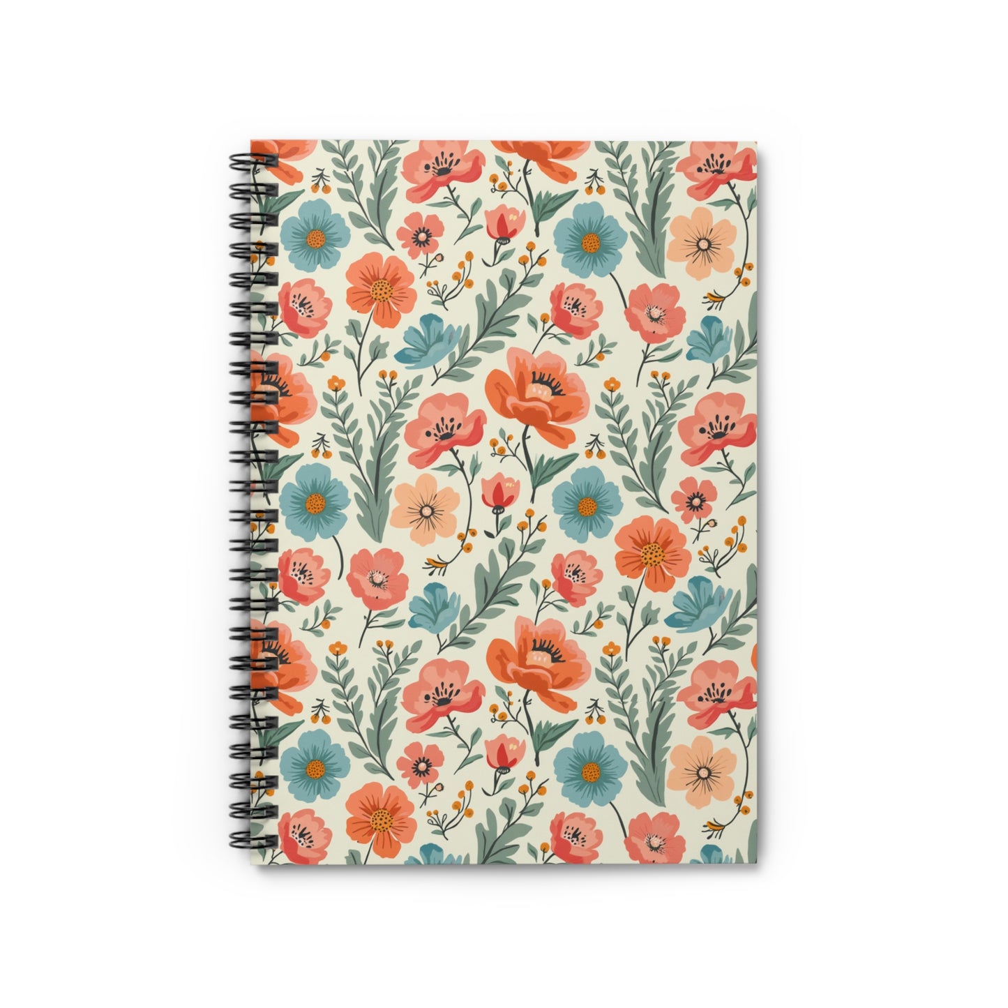 Springtime Colorful Floral Spiral Notebook - Ruled Lines for Creative Minds