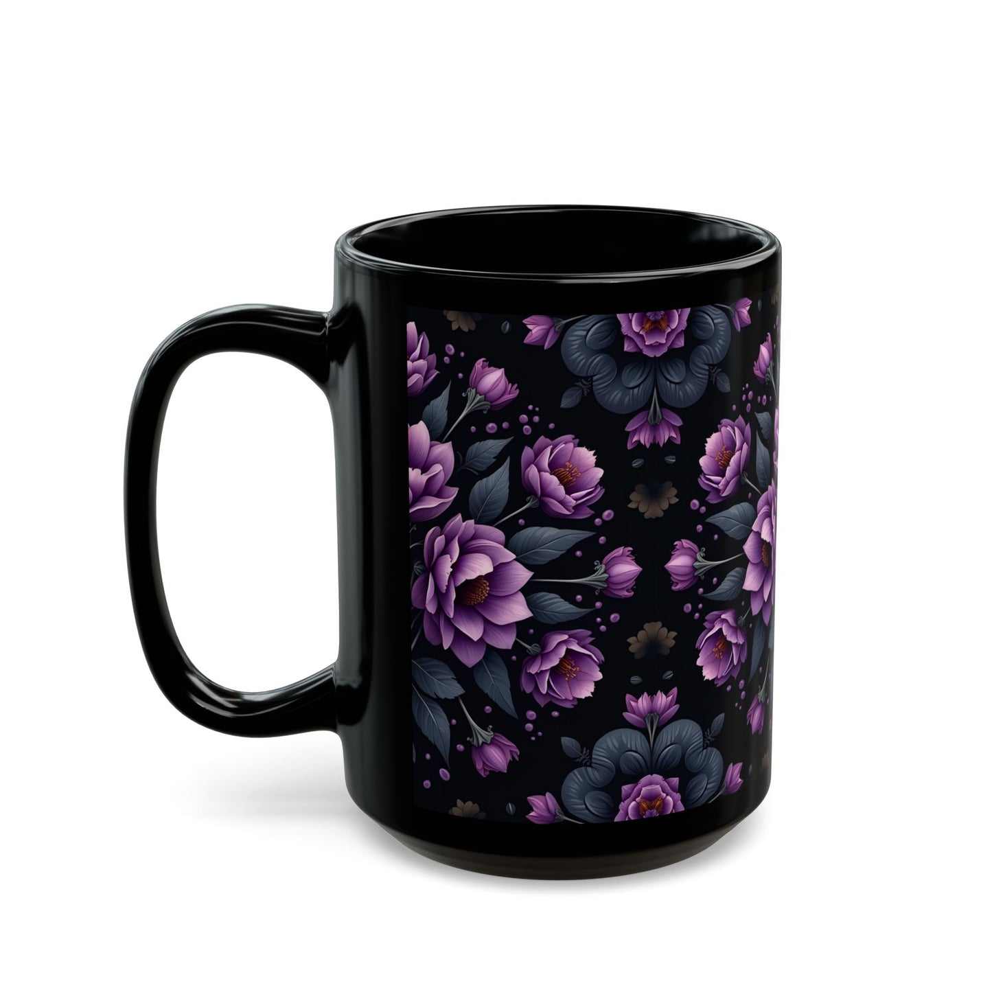 Elegant Floral Black Mug - Perfect Gift for Tea & Coffee Lovers