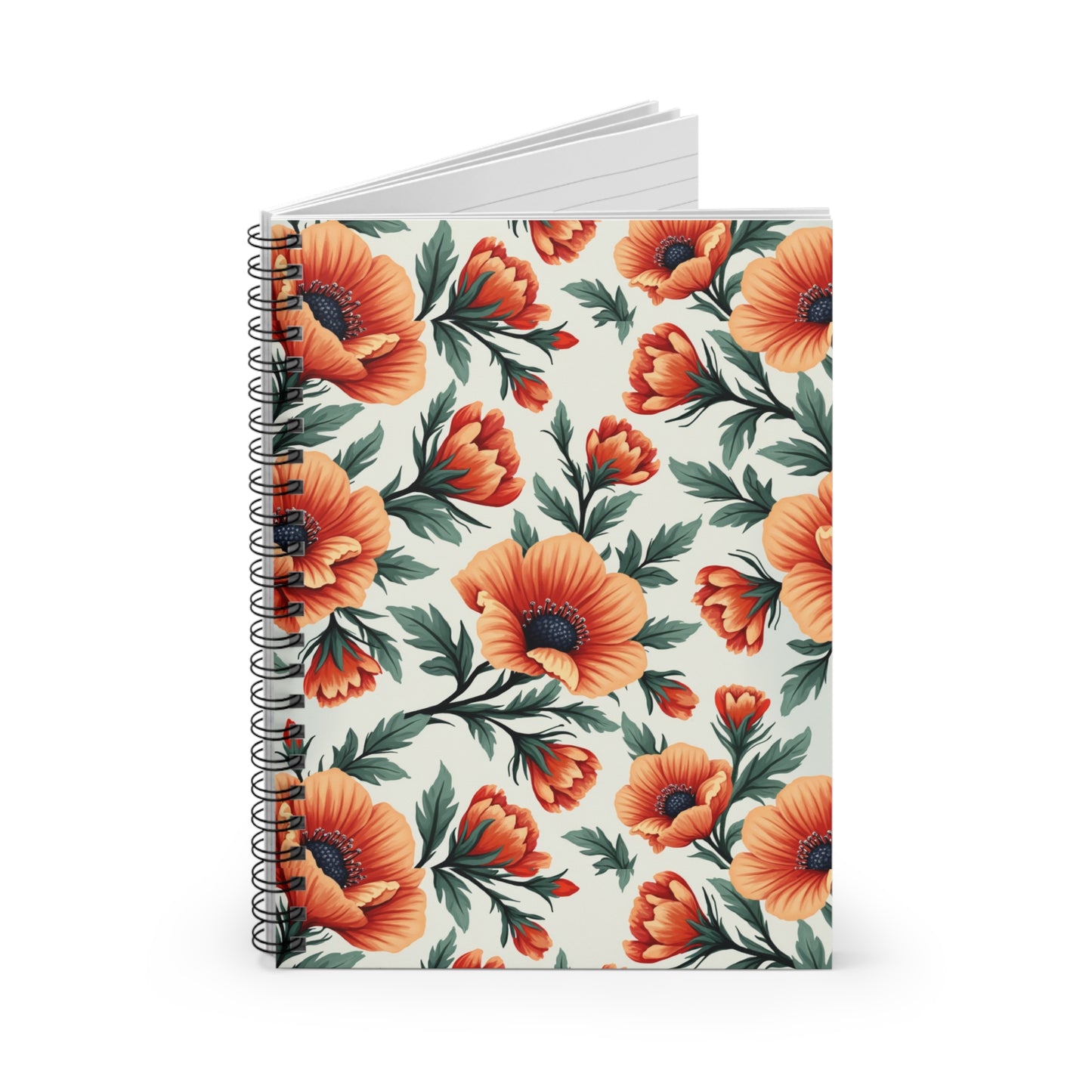 Spring Time Blossoms Spiral Notebook - Elegant Poppy Design for Creative Minds