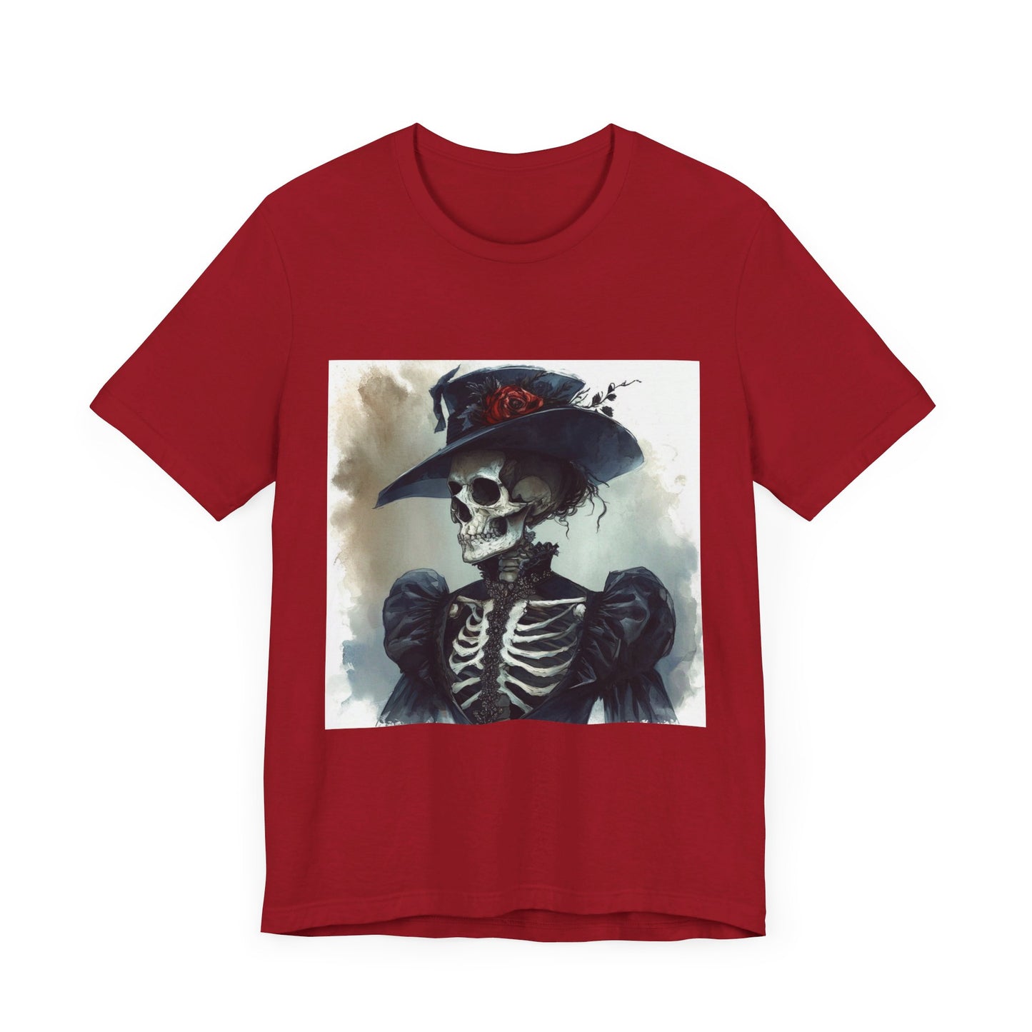 Rose Hat Skeleton Unisex Jersey Short Sleeve Tee