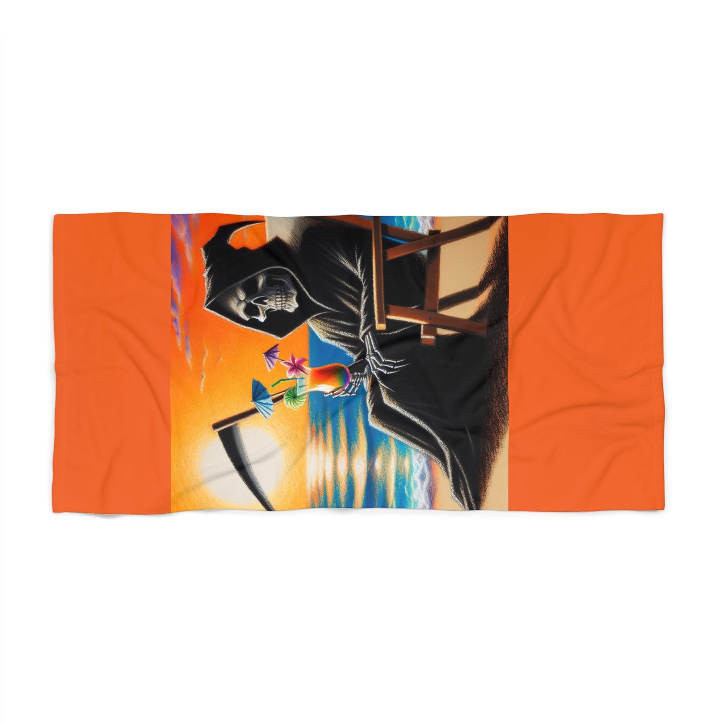 Grim Reaper's Day Off Beach Towel - Grim Reaper with Colorful Cocktail Design